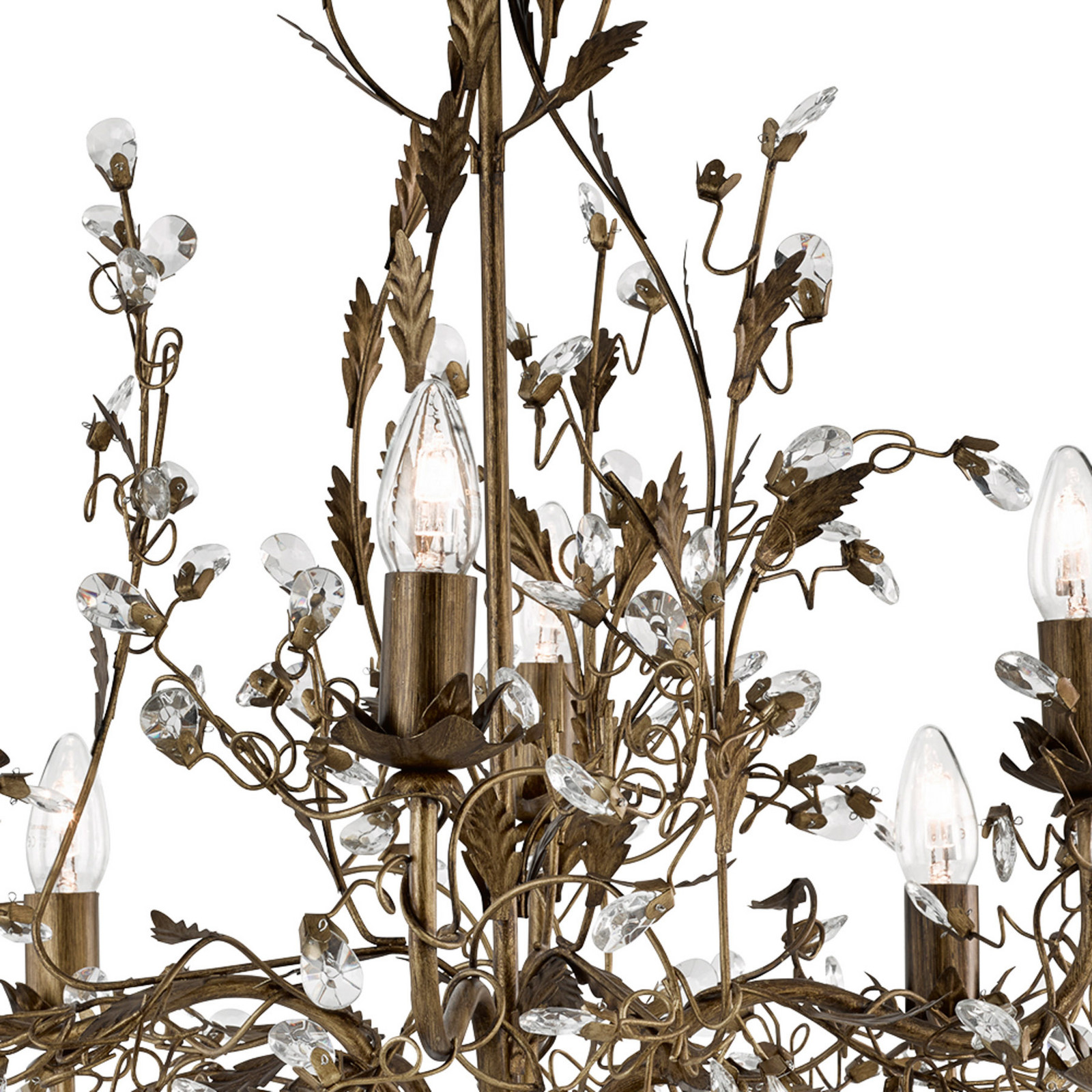 Searchlight Candelabru Almandite 8 becuri maro - Camera de zi / sufragerie - Florentin - maro-auriu transparent - Metal