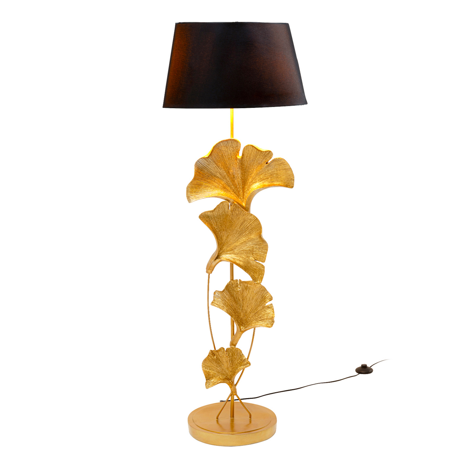 Kare põrandalamp „Ginkgo”, kuldne, linane, kõrgus 129 cm, E27 Kare põrandalamp „Ginkgo”, kuldne, linane, kõrgus 129 cm, E27