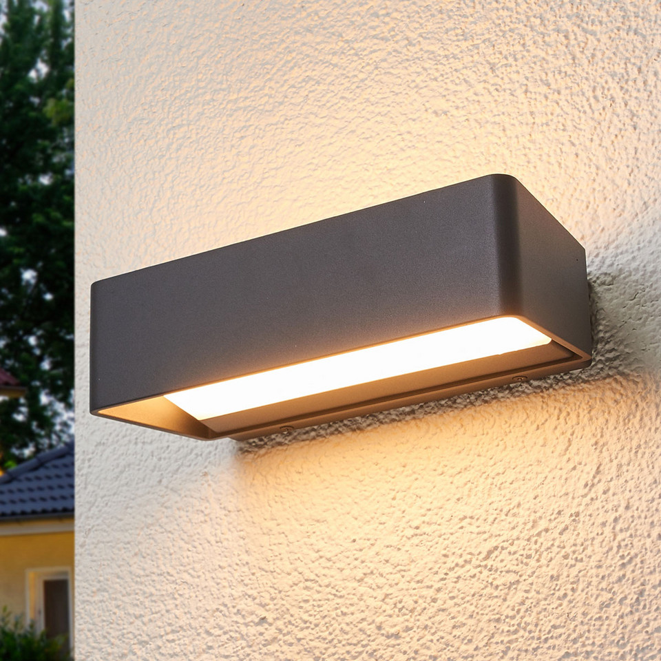Lucande Logan Utomhus Vägglampa Antracite/White, svart från Lucande
