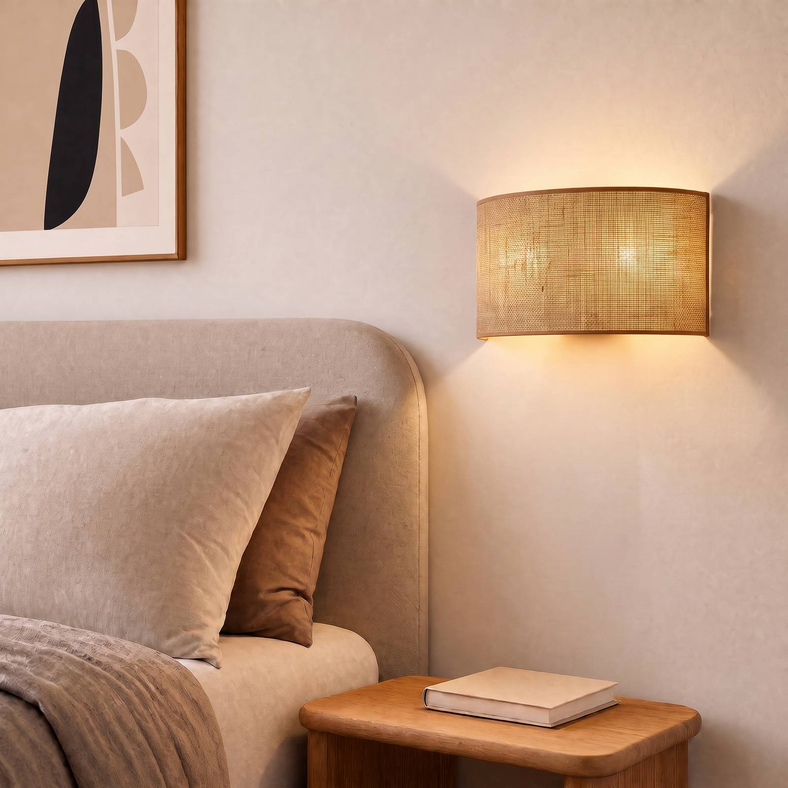 Duolla Wandlamp Nature, jute, breedte 40 cm, textiel, up/down