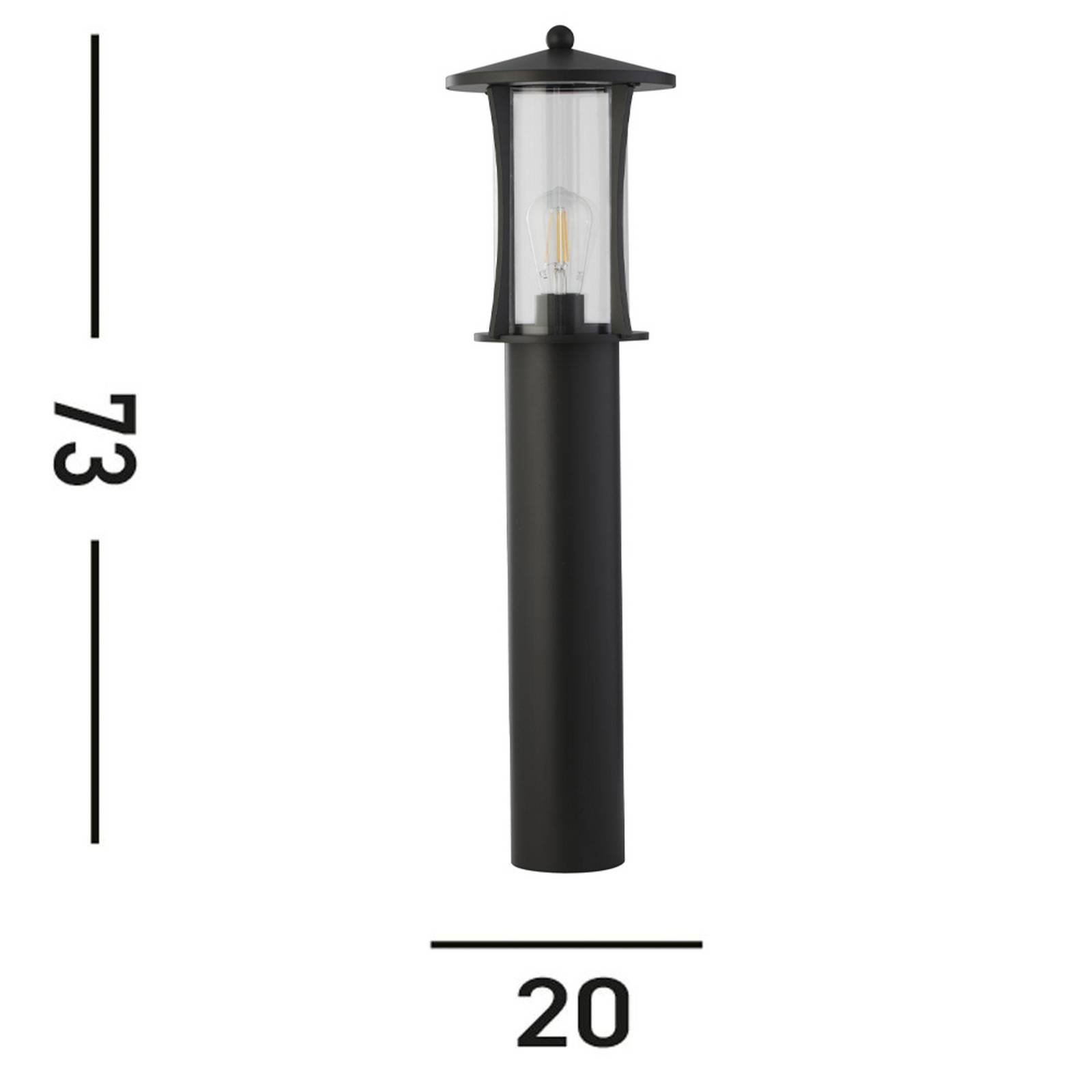 Pollerleuchte Pagoda, IP44, schwarz, Höhe 73 cm, Metall günstig online kaufen
