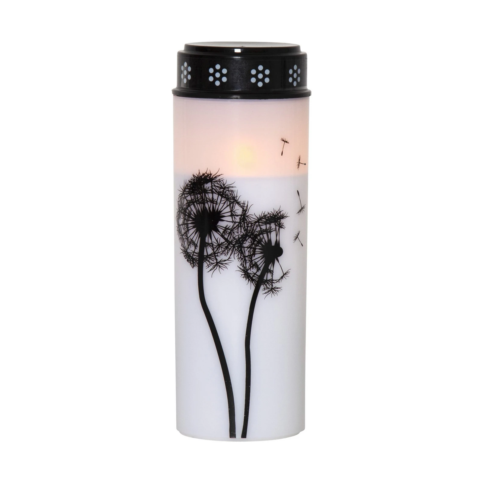 LED hauavalgusti Dandelion, 21 cm valge/must plastist patarei