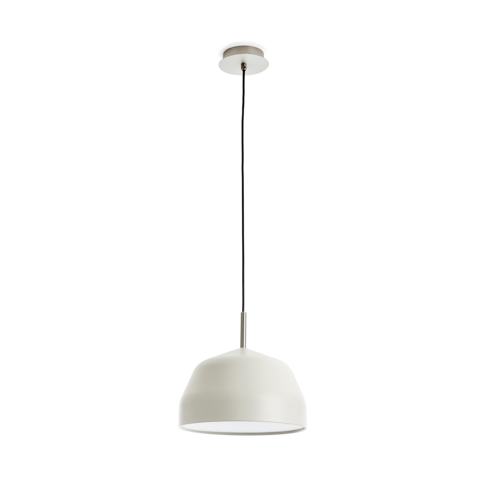 Hanglamp mok, crèmewit met chromen detail Ø28cm