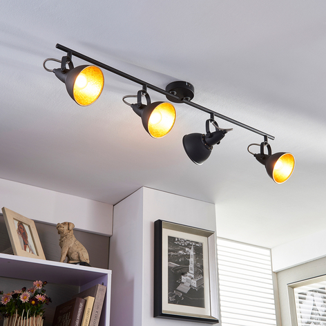 Projecteur de cuisine noir doré Julin, à 4 lampes