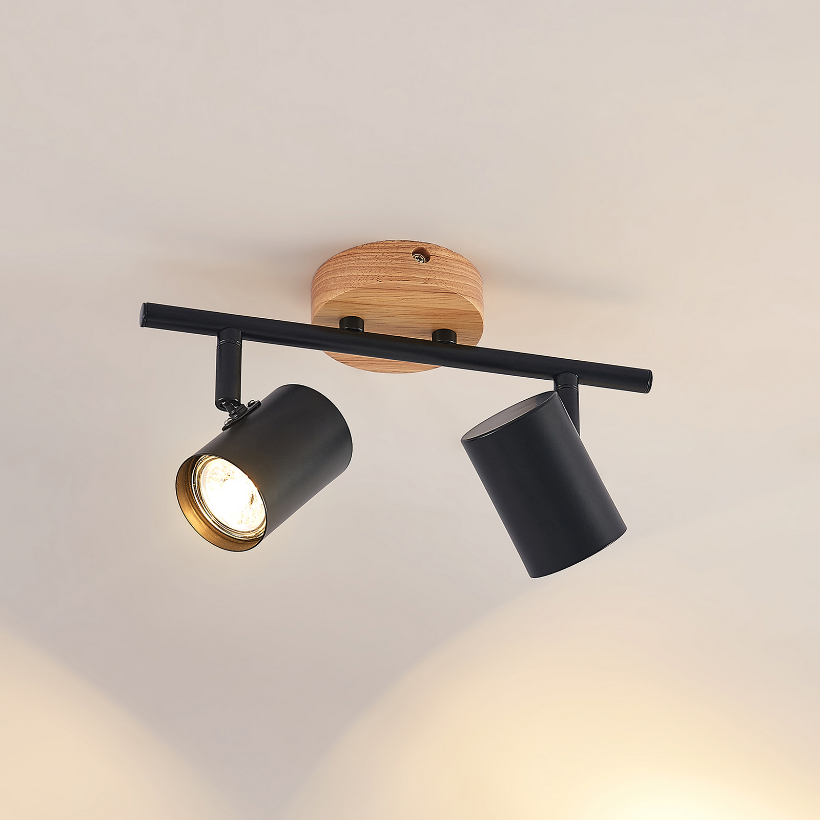 Xiomara 2 Lampa Sufitowa Black/Light Wood - Lindby