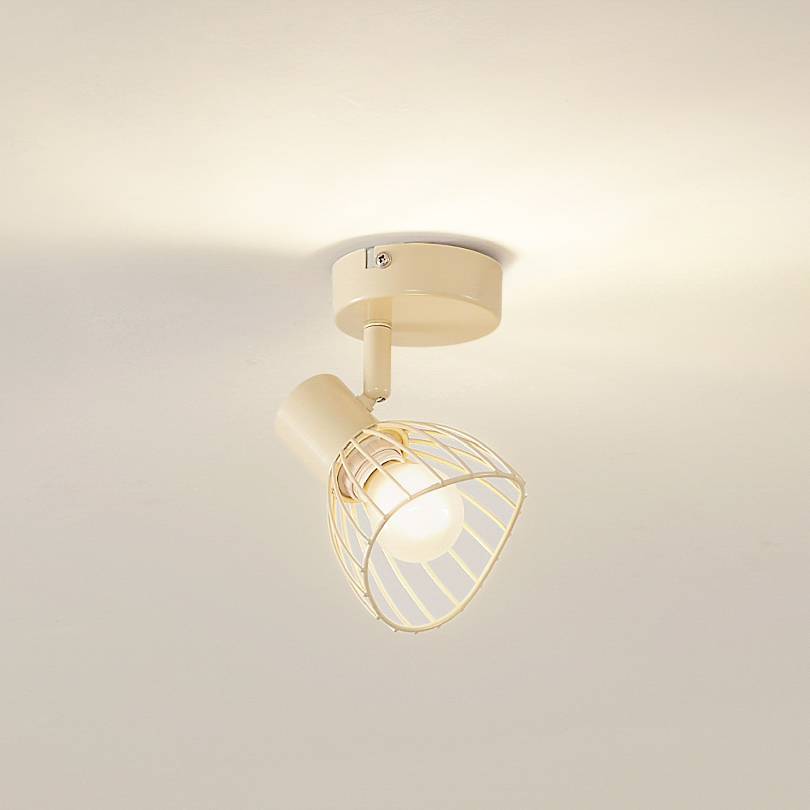 Lindby plafondlamp Piena, beige, 1-lamp, metaal, Ø 93,cm