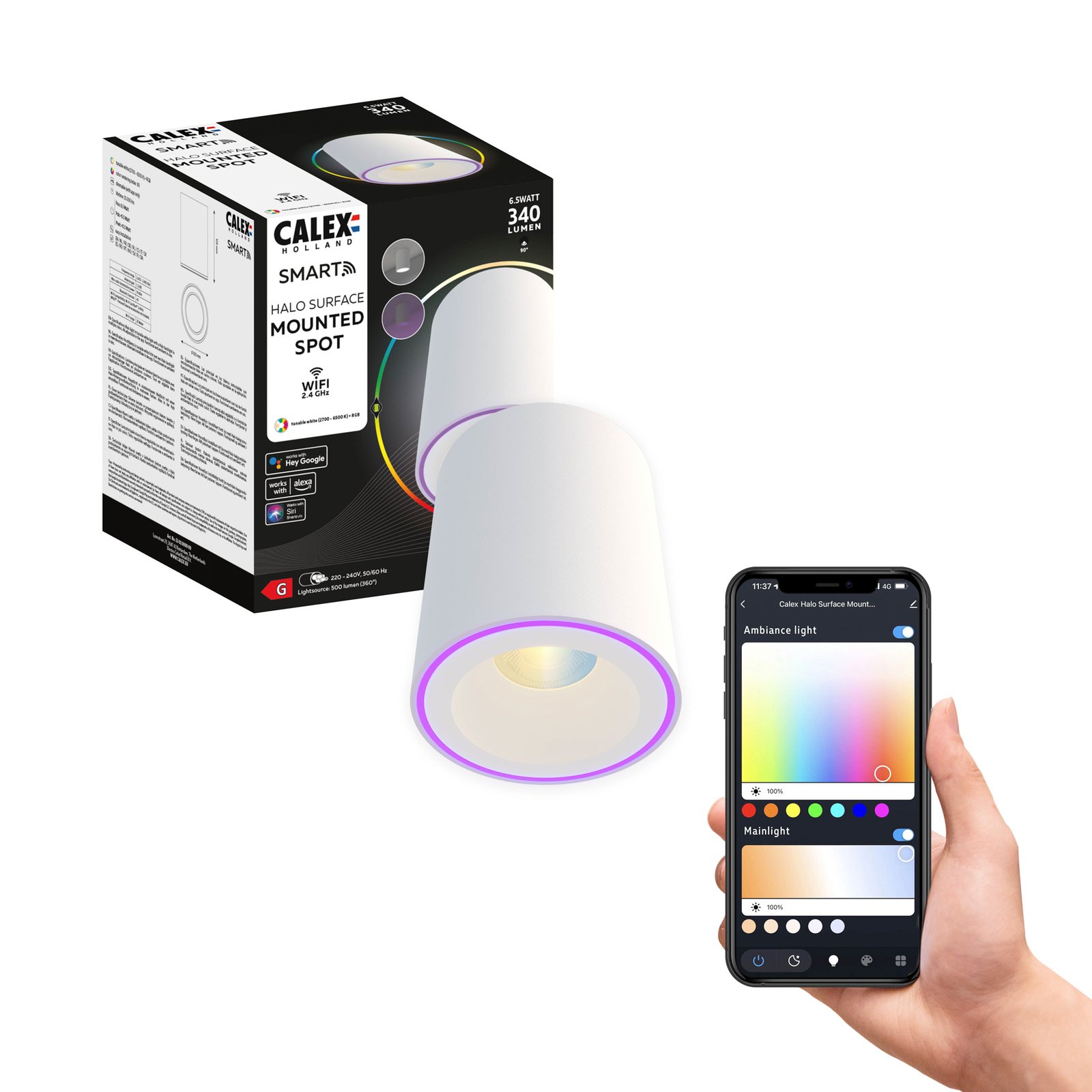 Calex Smart Halo Spot LED-downlight, hvit