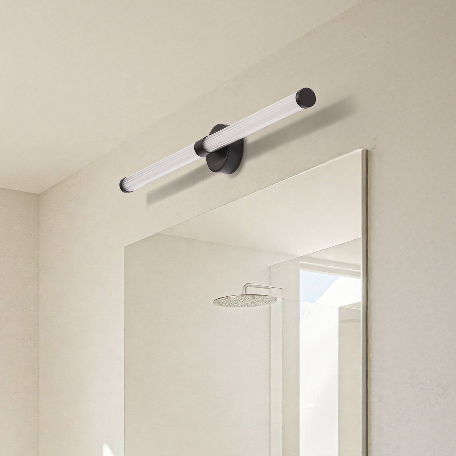 Kinkiet LED Lucande Melisa, czarny, 90 cm, CCT, IP44