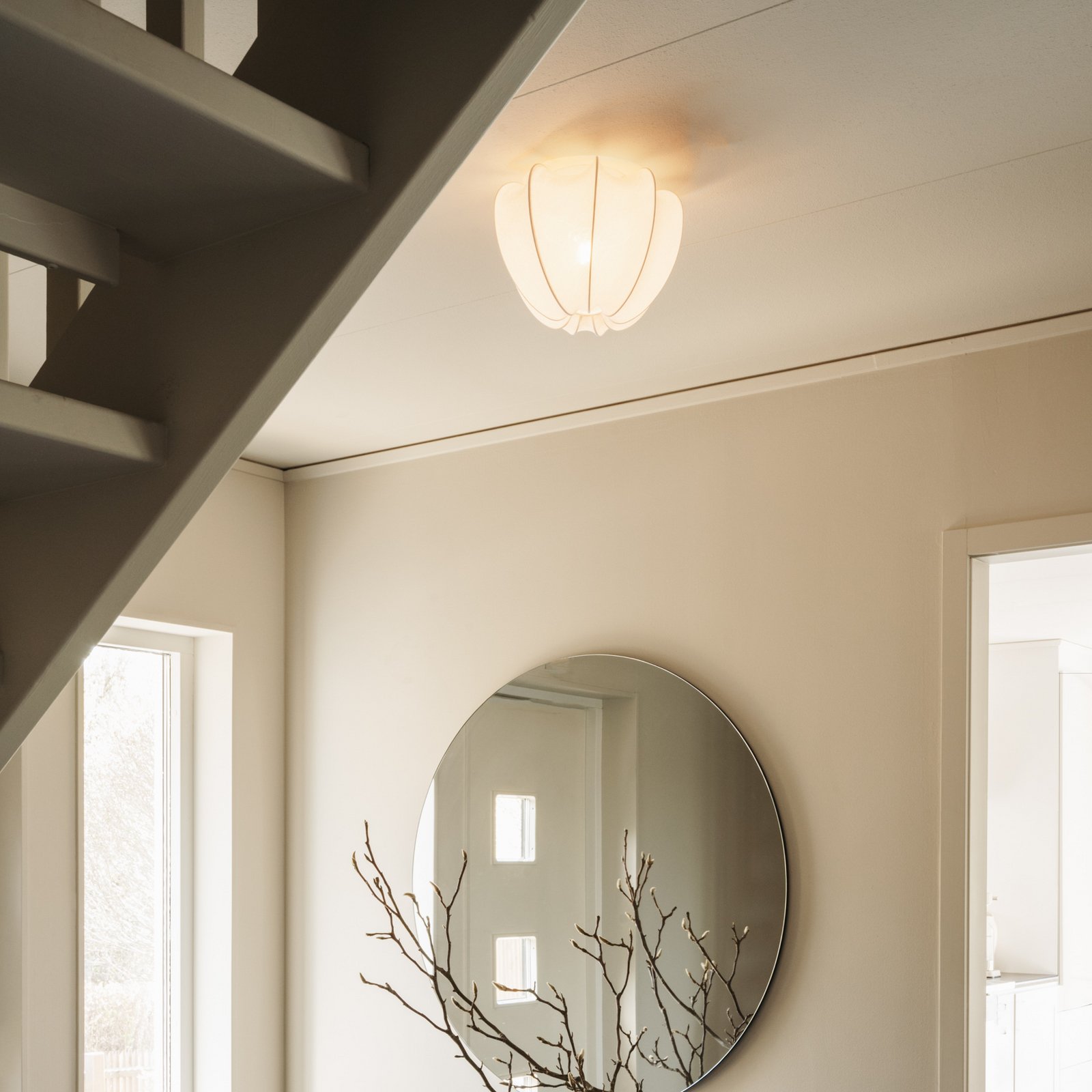 Anna plafondlamp, katoen, wit, Ø 30 cm - Watt & Weke 