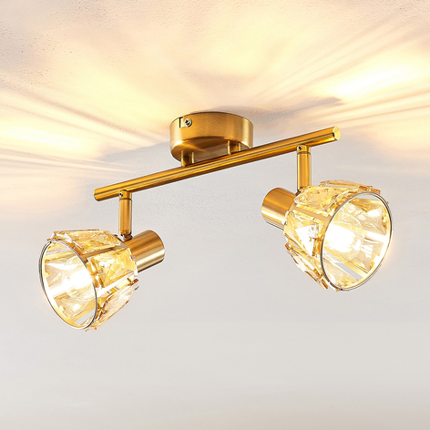 Lindby Kosta taklampe, 2 lyskilder, messing