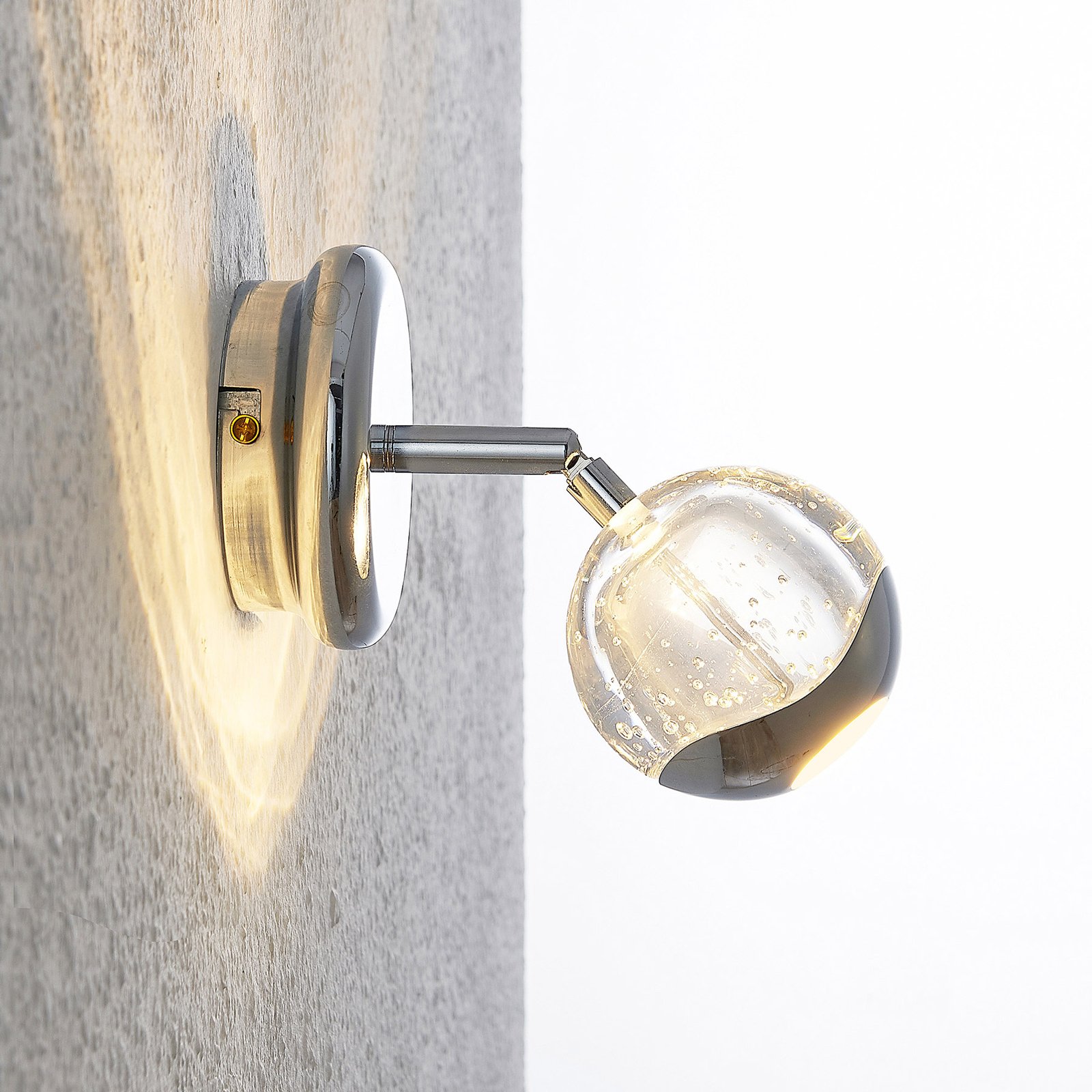 Lucande Kilio LED spotlight glass lampshade chrome
