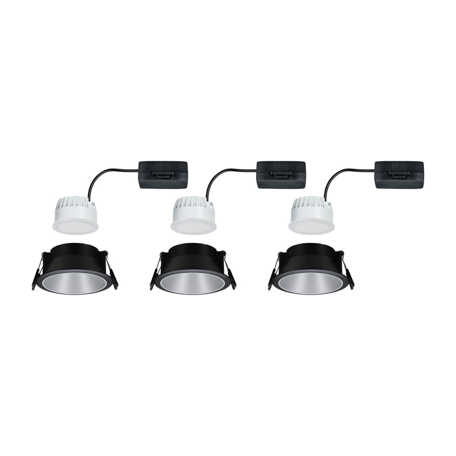 Paulmann Cole LED Spotlight zilver-zwart 3per set