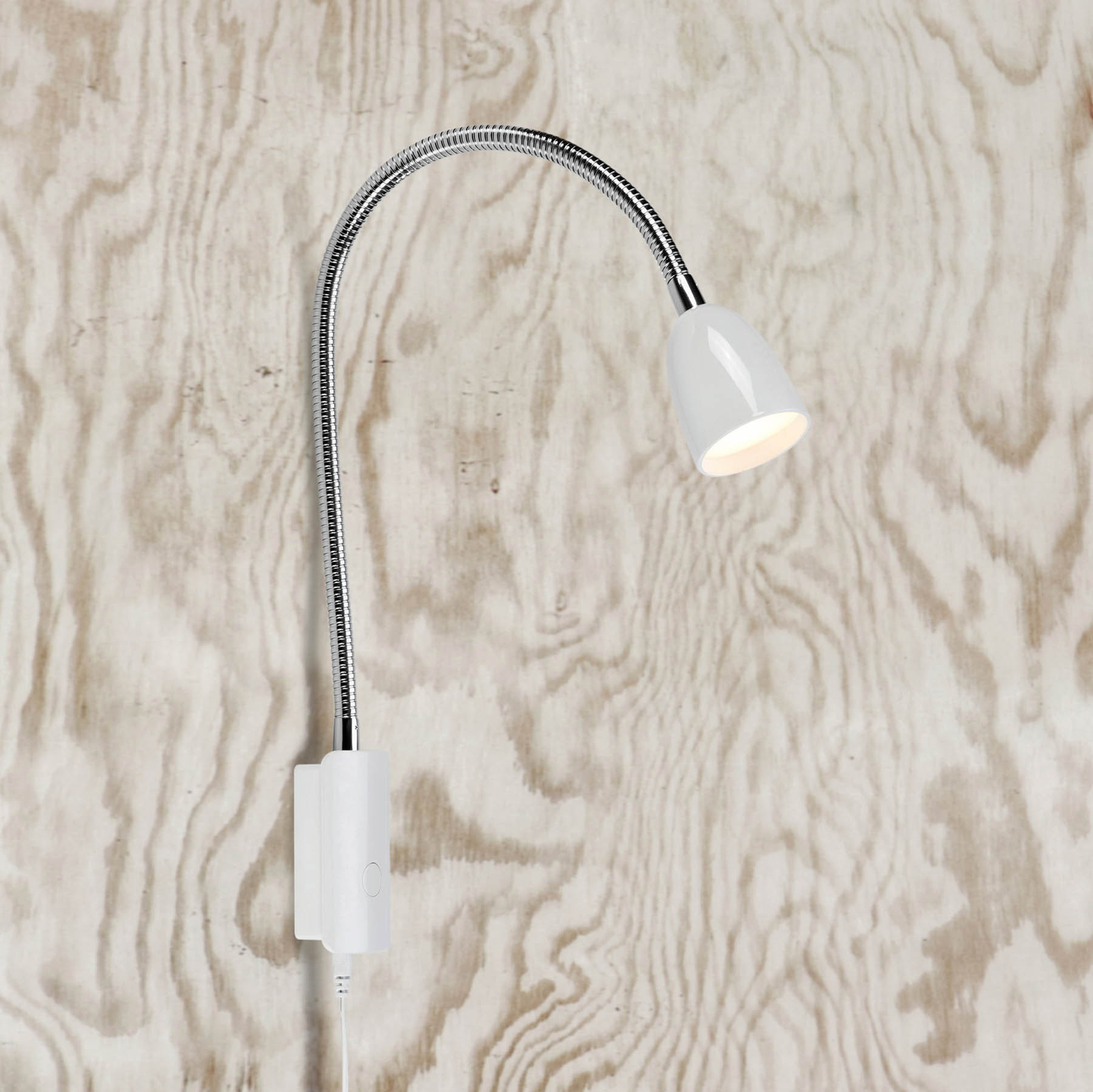 LED-Wandlampe Tulip mit Kabel und Stecker, weiß