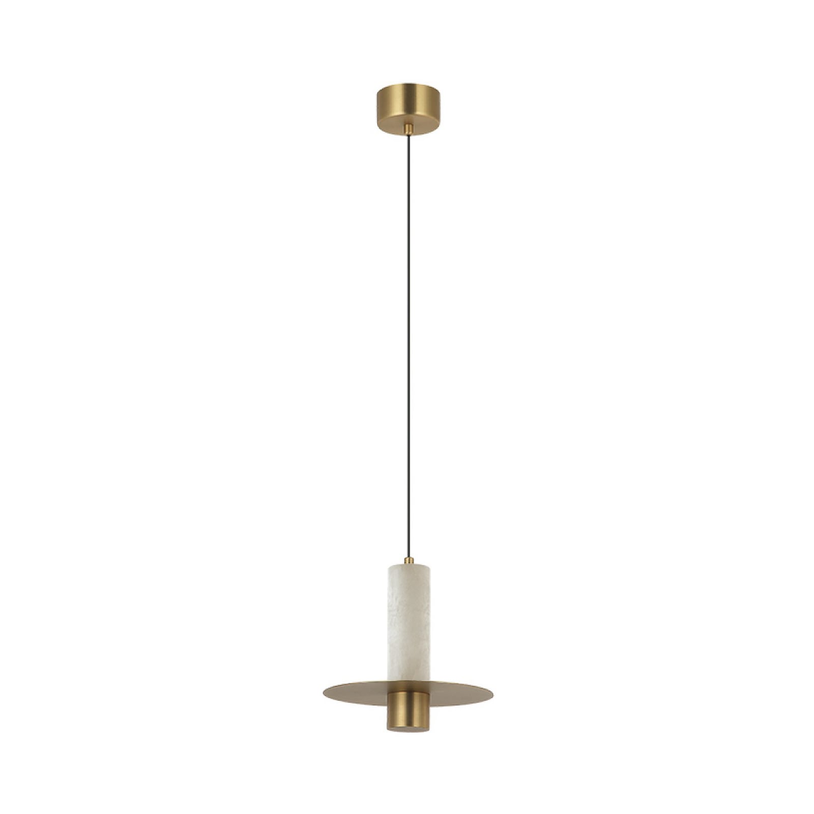 LED-hengelampe 2549, messing, Ø 20 cm, metall/alabast, dimbar