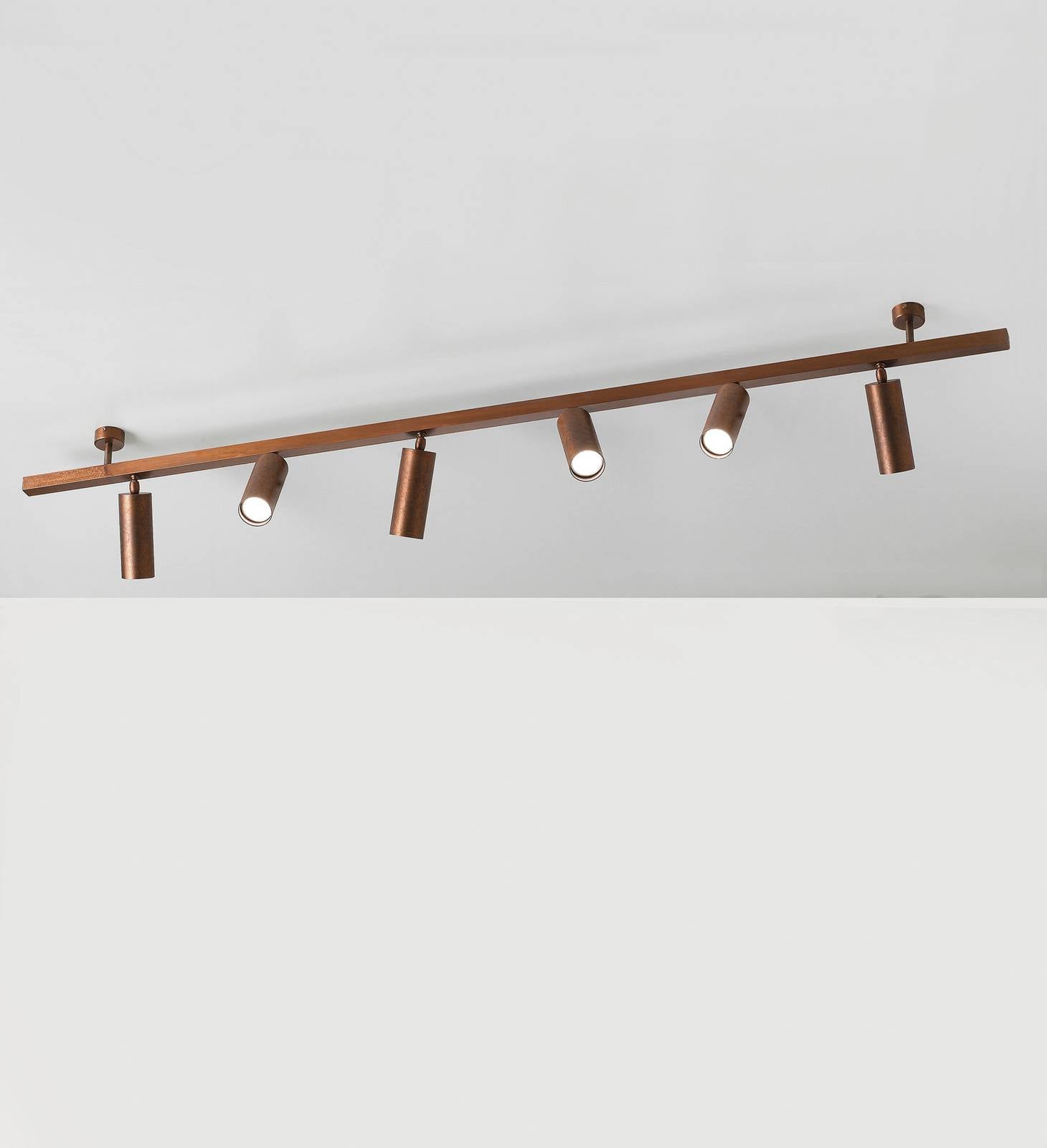 Cremasco Plafonnier 7535, bois bruni, à 6 lampes, GU10