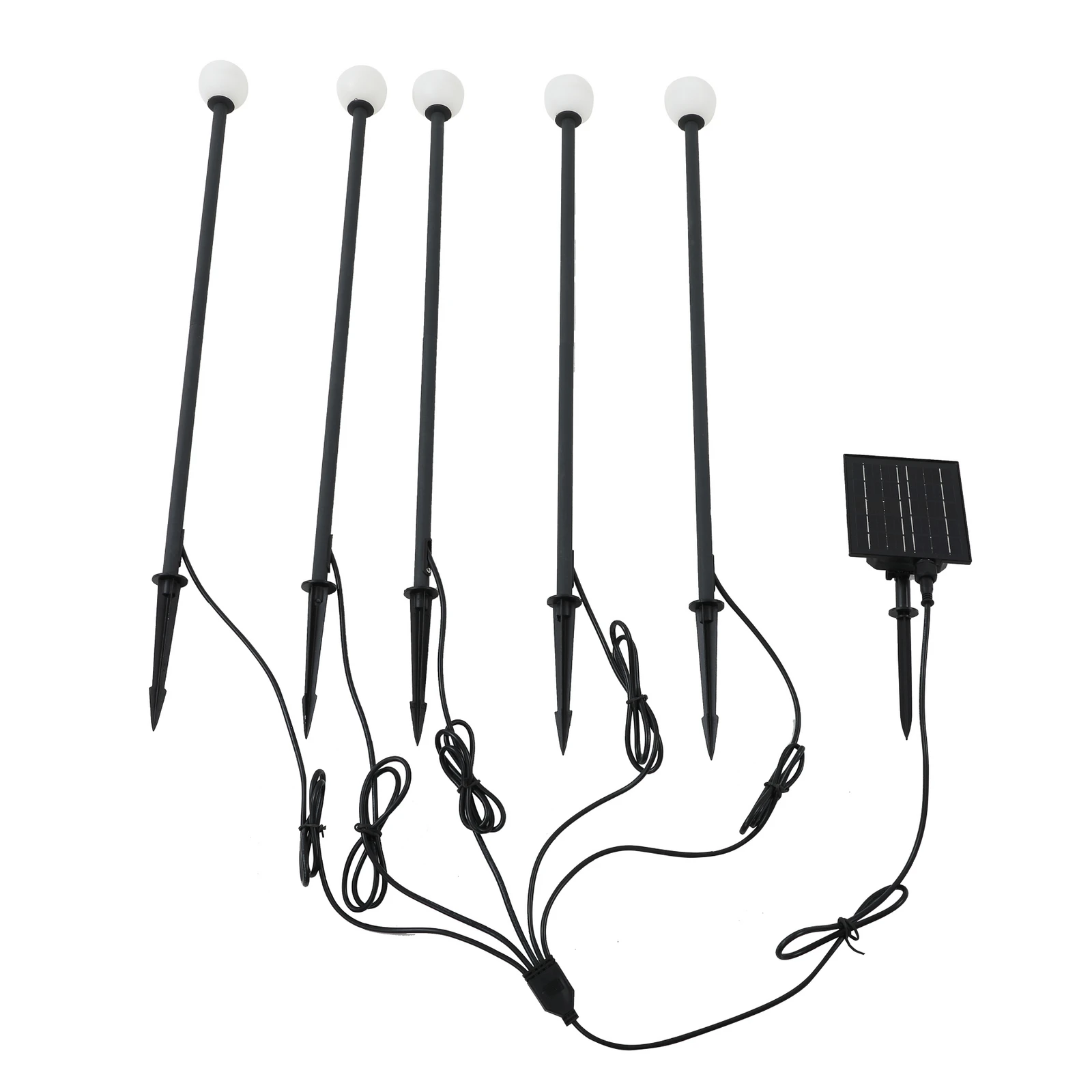 Lindby LED solarna svjetiljka Freydis, set od 5, crna, 2000 K