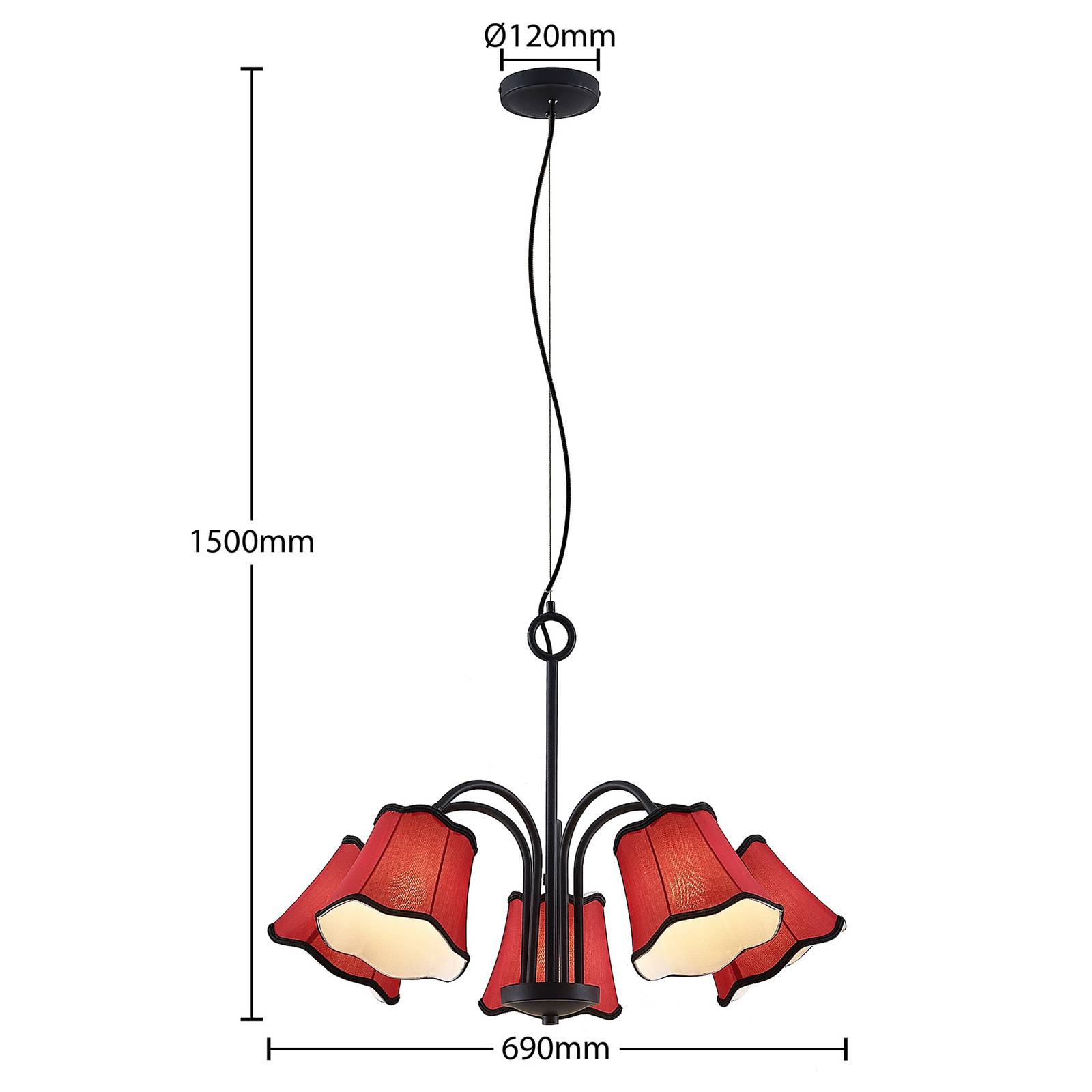 Lucande Binta lampa wisząca, 5-punktowa, rdzawa
