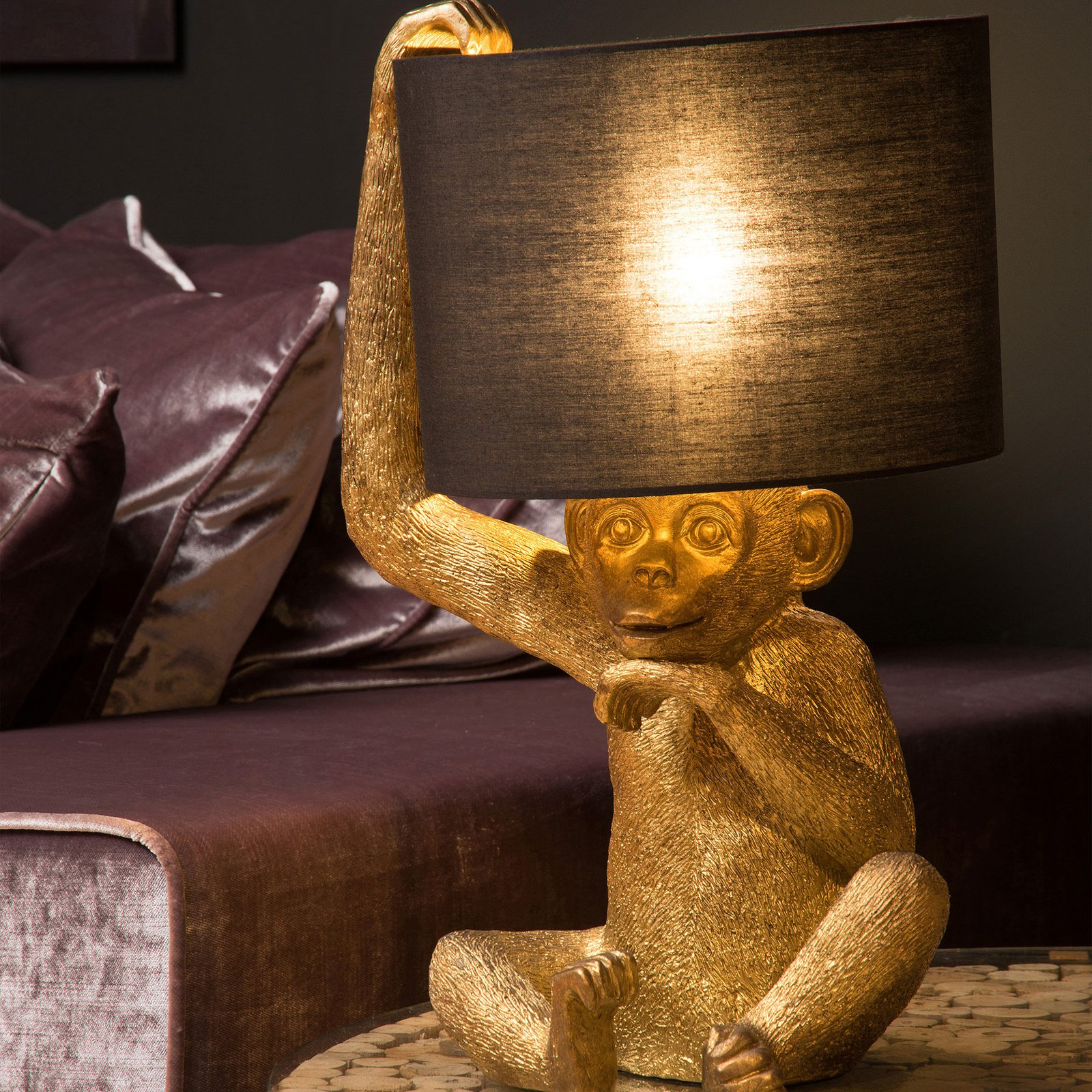 Lampa stołowa Extravaganza Chimp, złoty/czarny