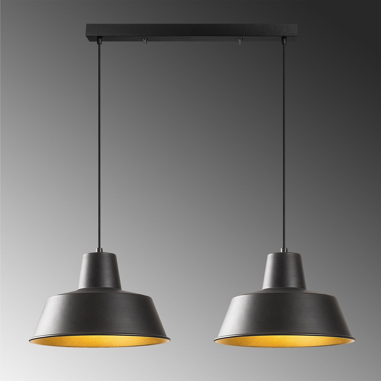 Suspension Saglam 3738, noir, métal, à 2 lampes