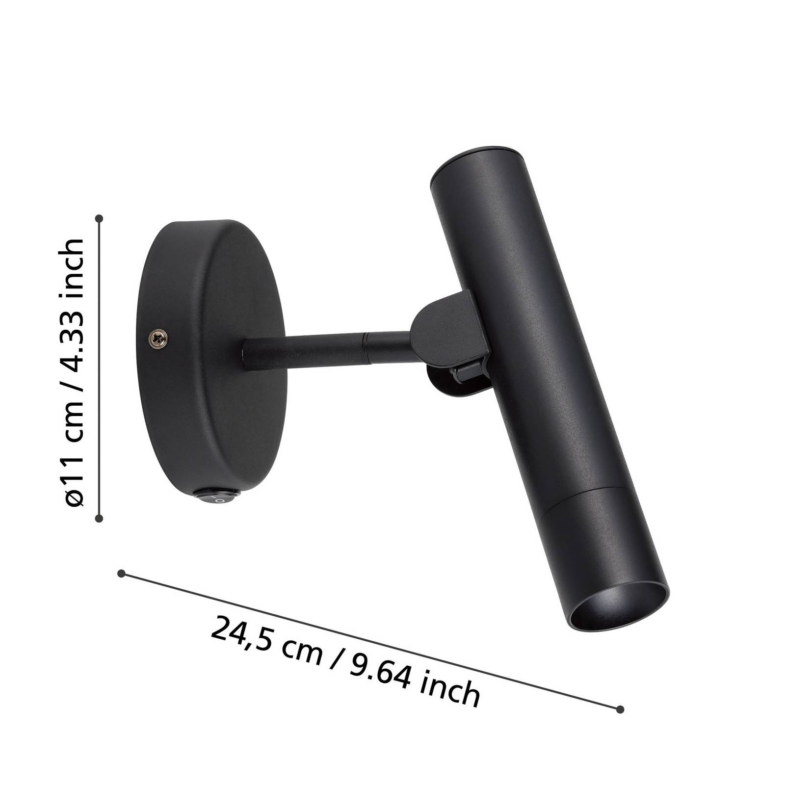 Kinkiet LED Almudaina, czarny, szerokość 11 cm, stal