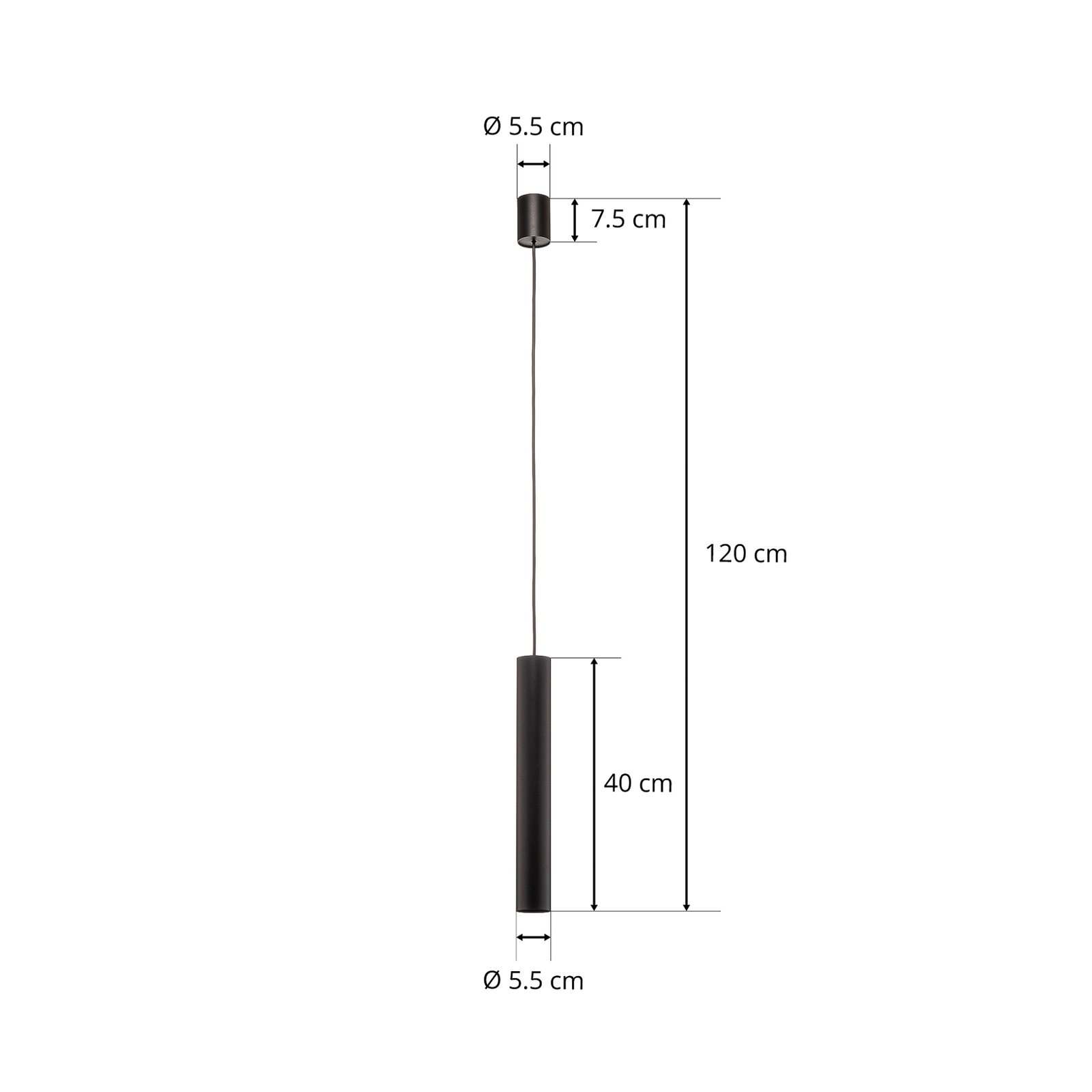 Závěsné světlo Eye, 1fl, černé, výška stínidla 40 cm