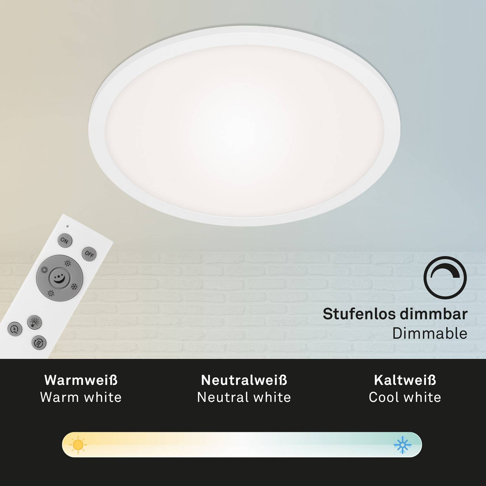 Panel LED Piatto CCT z pilotem, okrągły, biały