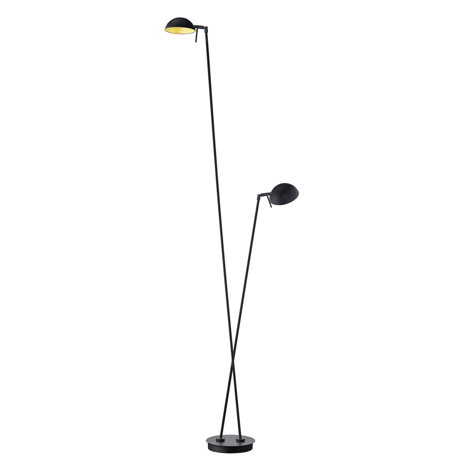 Lampadaire LED Samy en noir et doré à 2 lampes