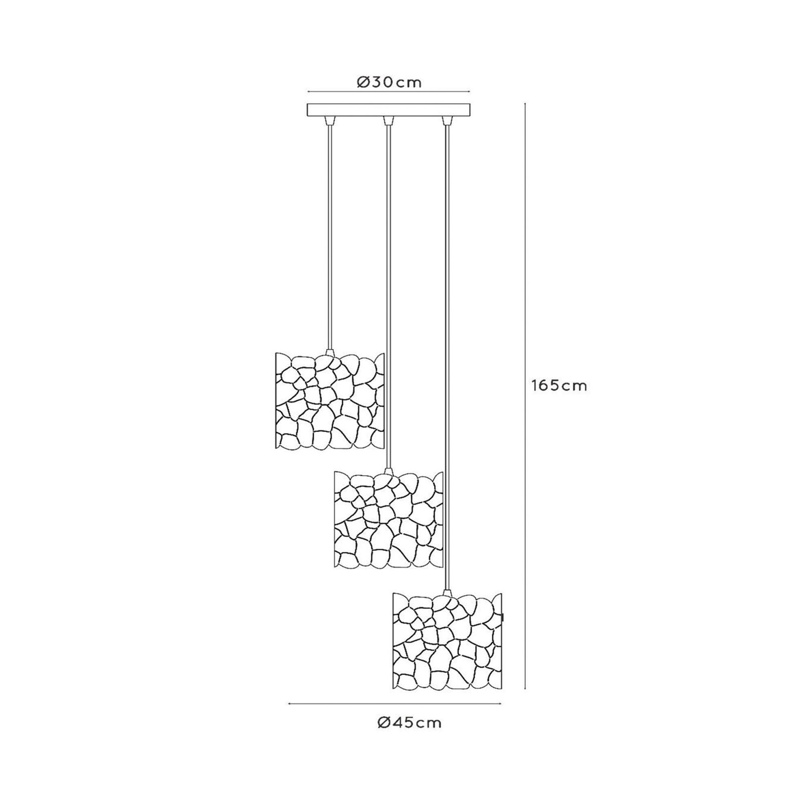 Lampă suspendată Almelo, 3 becuri, rotundă, negru / auriu, metal