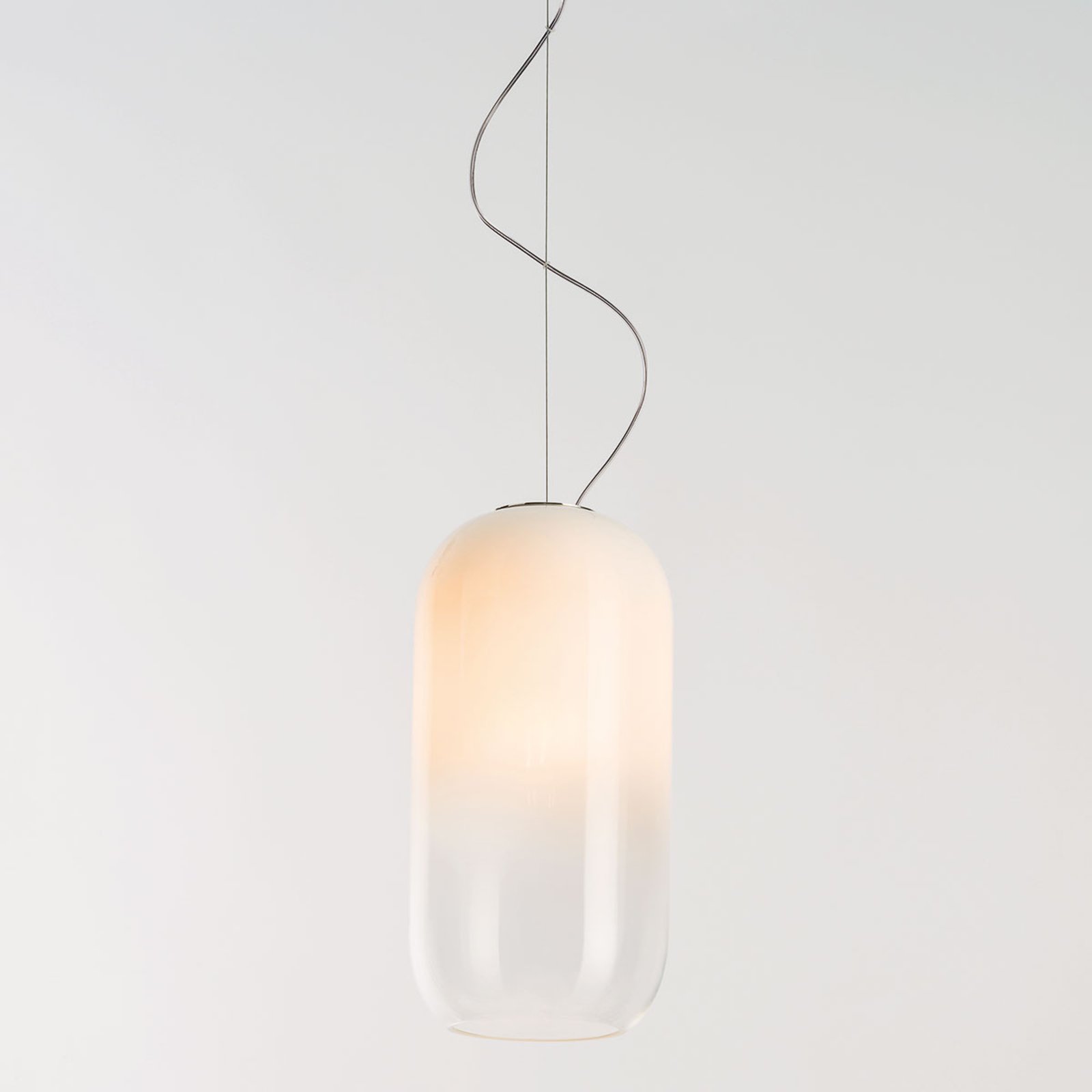 Artemide Gople üveg függő lámpa, fehér/ezüst