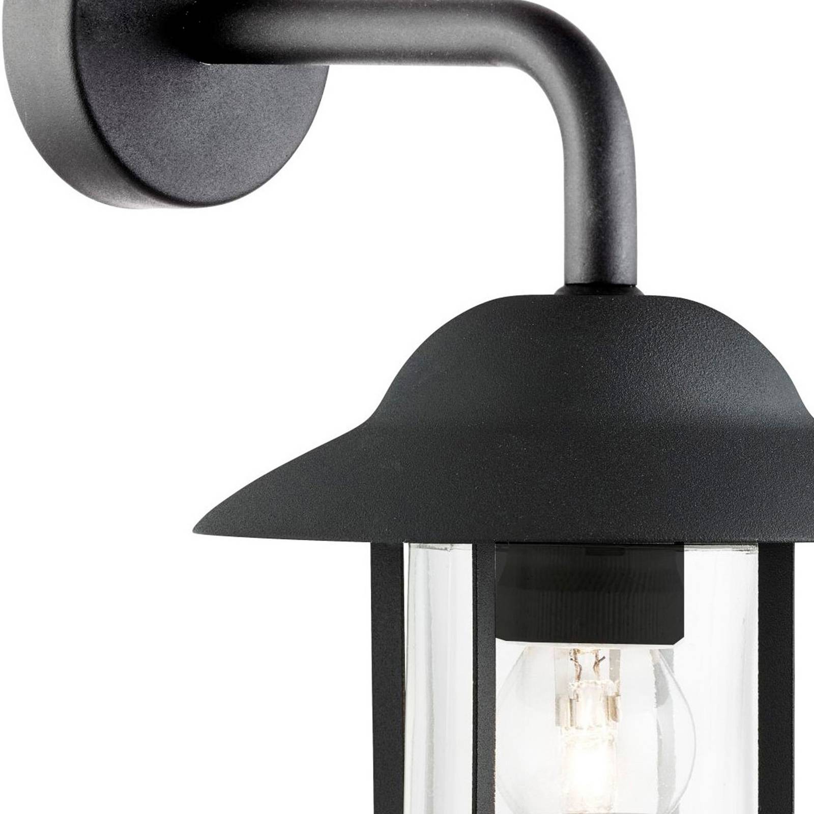 Außenwandleuchte Toronto, schwarz IP44, Stahl, Glas, E27 günstig online kaufen