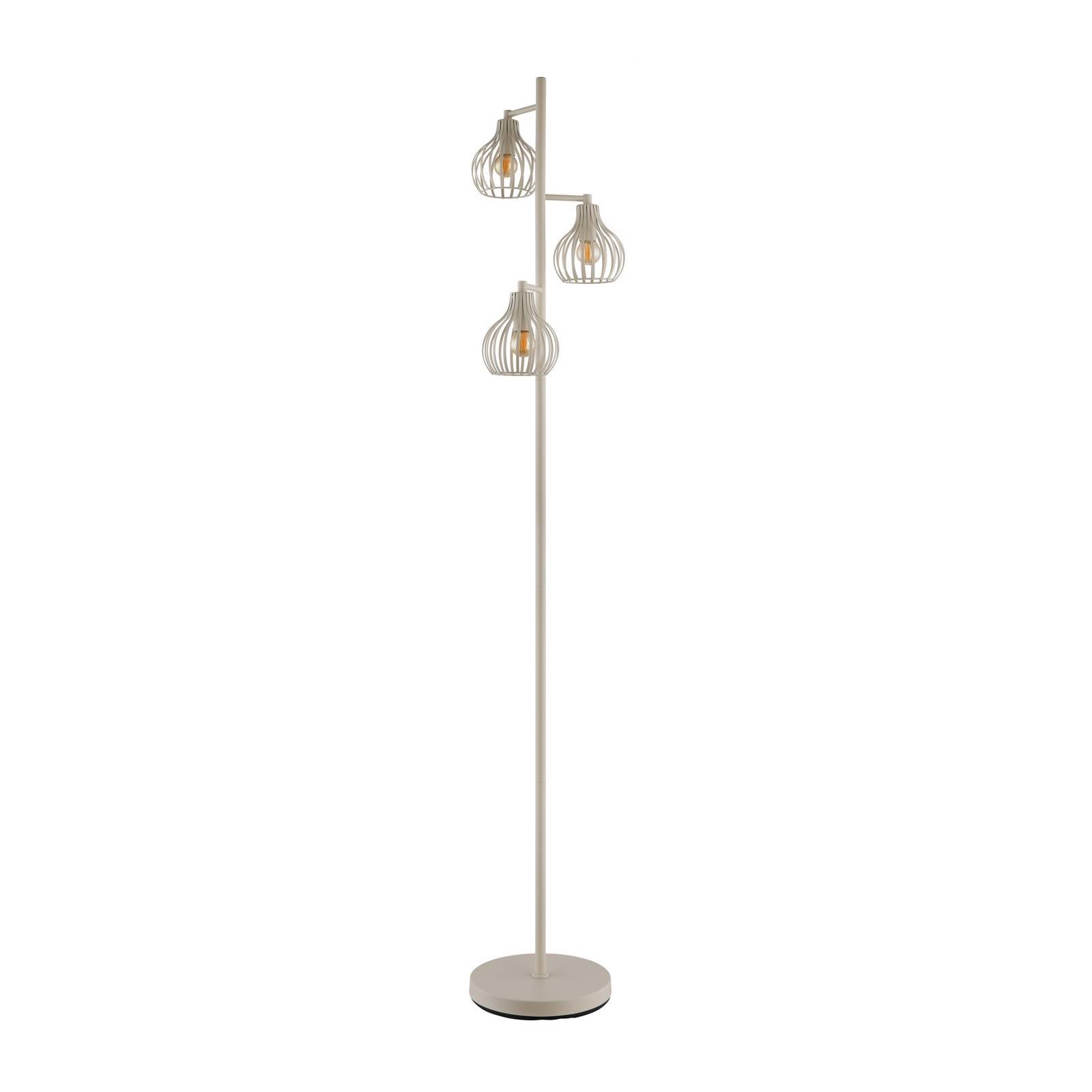 Stehlampe Mateo, cremefarben, Metall, 161 cm, 3-flamig, E14