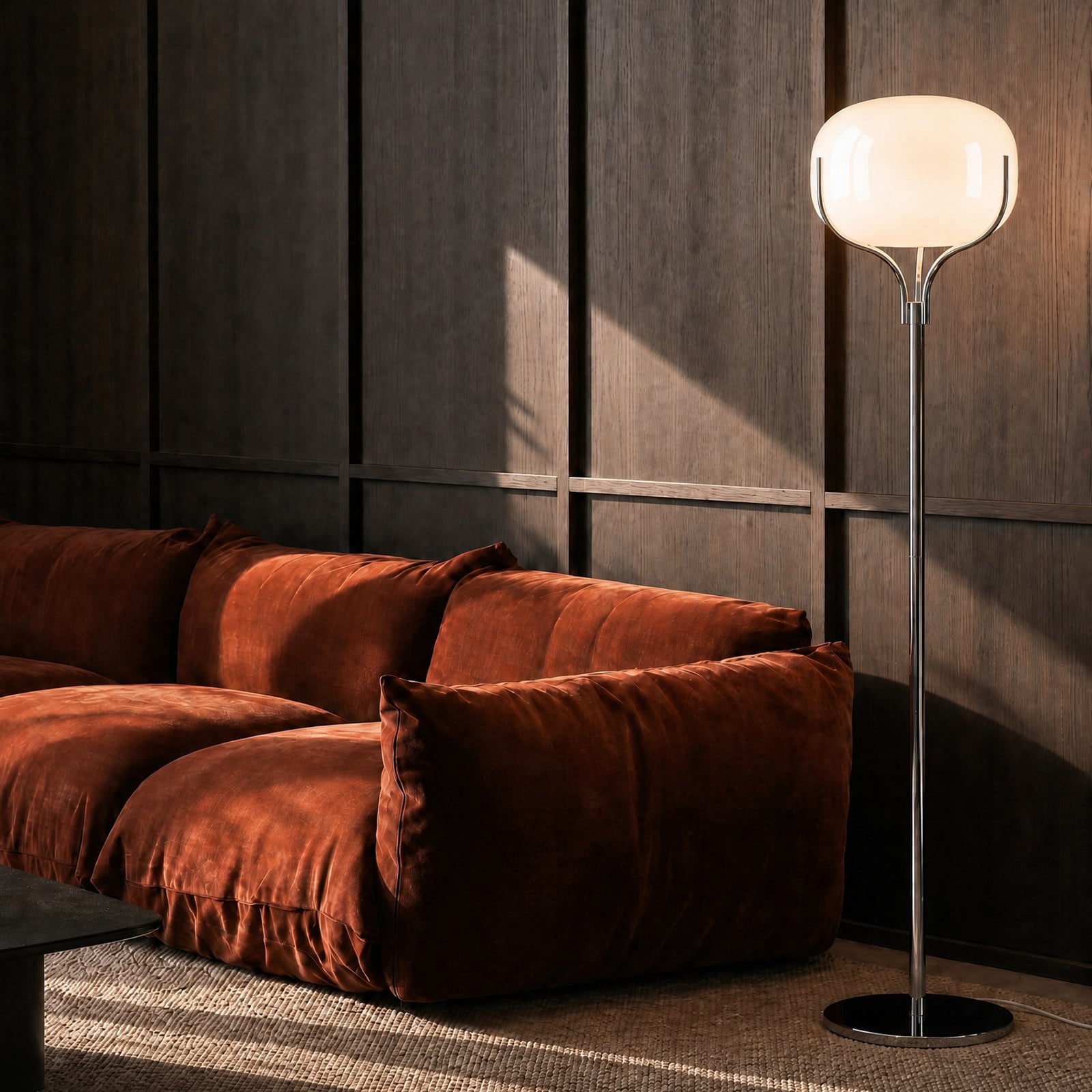 Christo gulvlampe, højde 160 cm, krom/hvid, glas – Lucande - Stue - Design - Med skærm