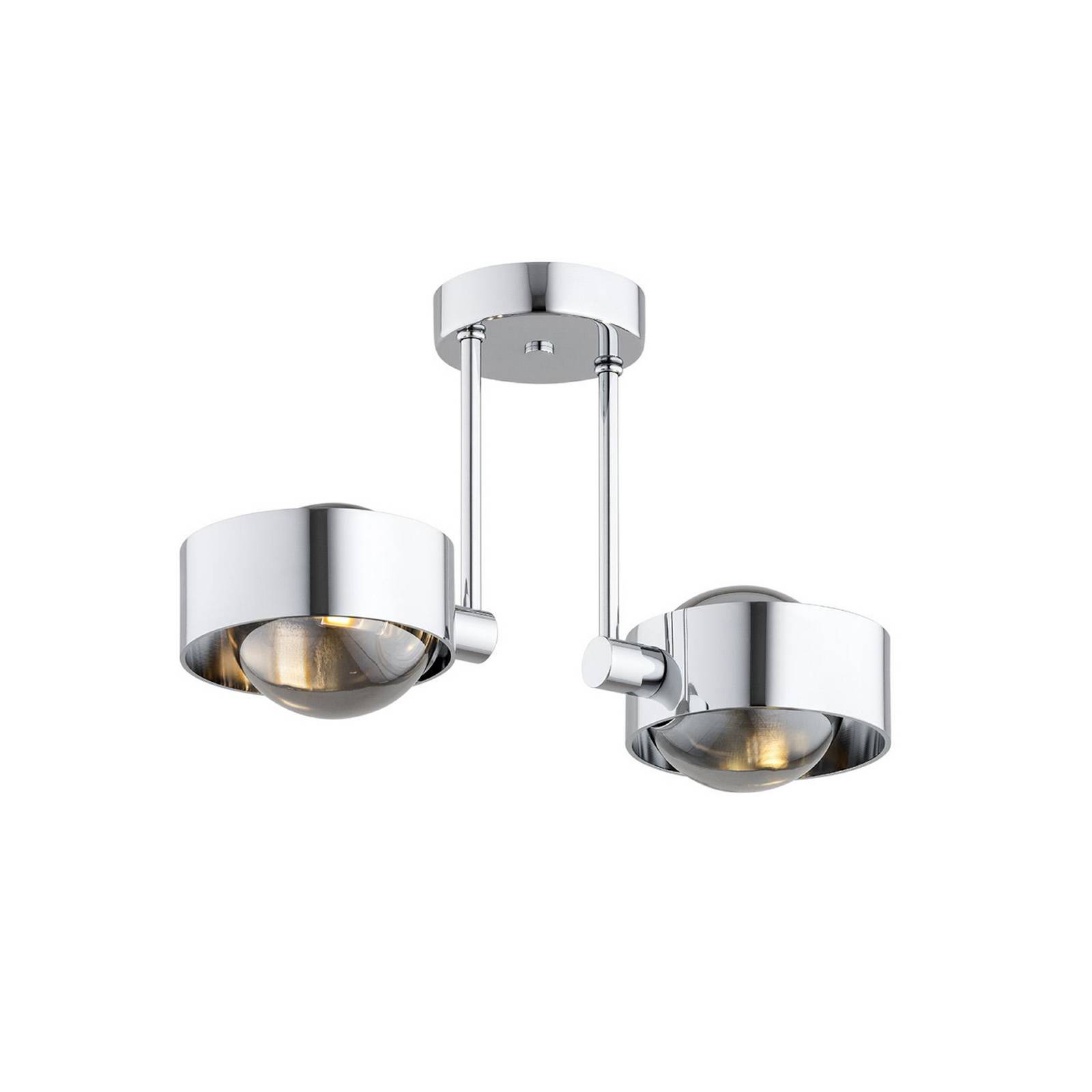 Deckenleuchte Mado, Stahl chromfarben, Glas rauch, 2-flammig