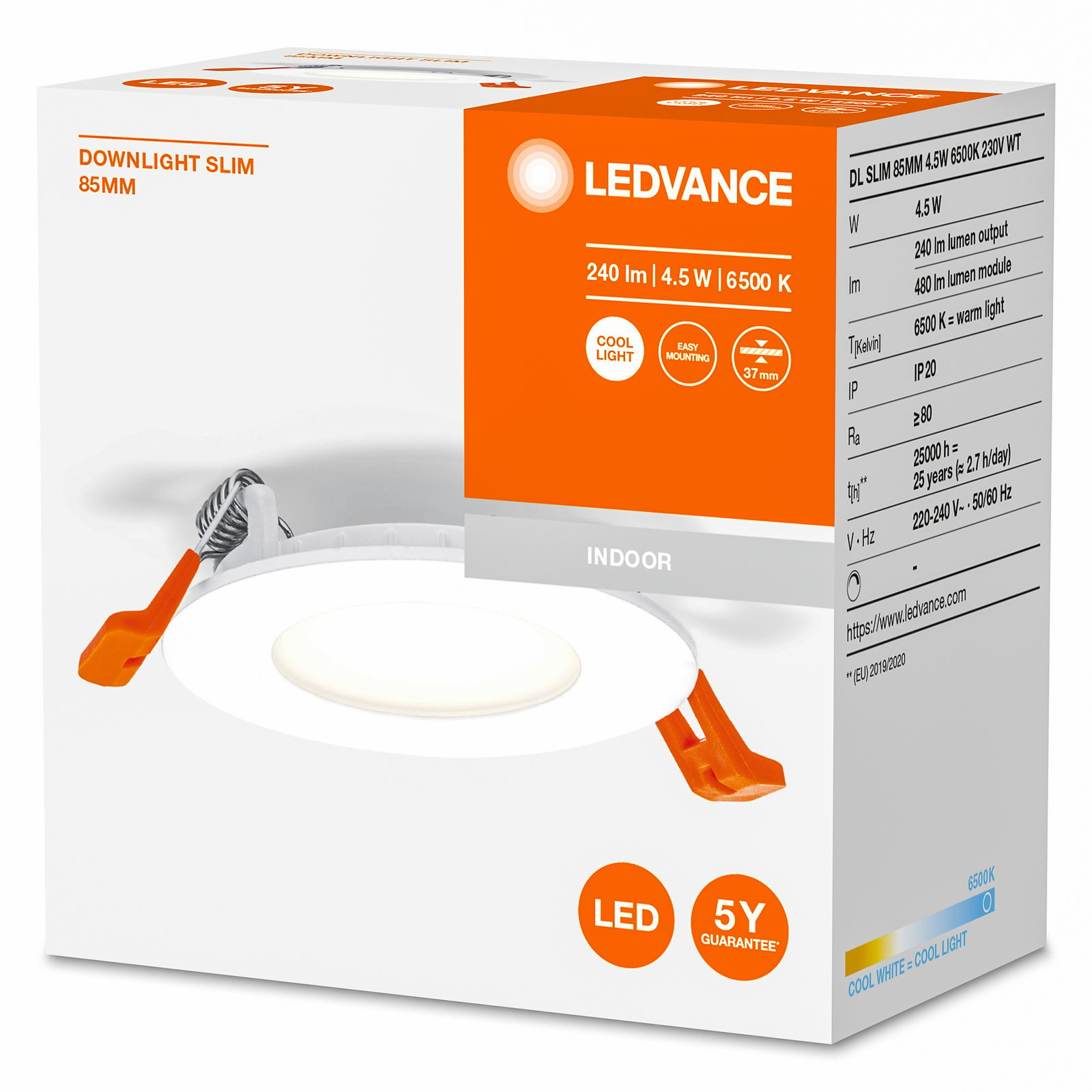 LEDVANCE Recess Slim LED-Einbaulampe Ø8,5cm 6500K