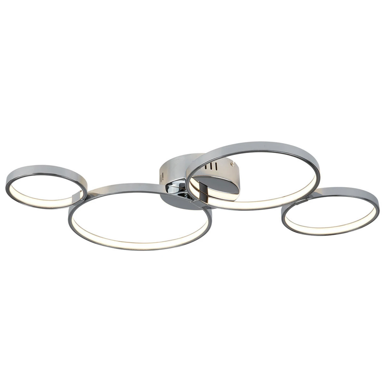 Ringförmige LED-Deckenleuchte Solexa in Chromoptik
