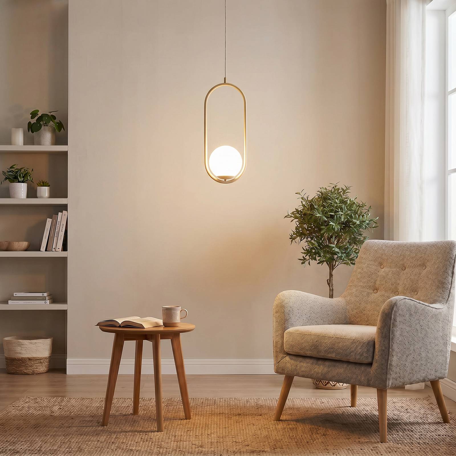 ALDEX Hanglamp Dione, opaal/crème, 1-lamp