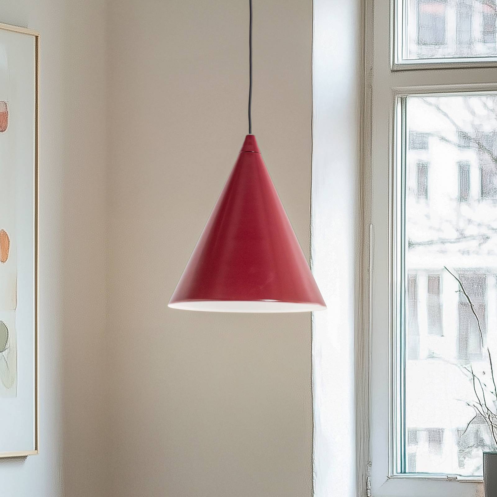 ALDEX Suspension, forme, bordeaux, métal, Ø 24 cm, cône, E27