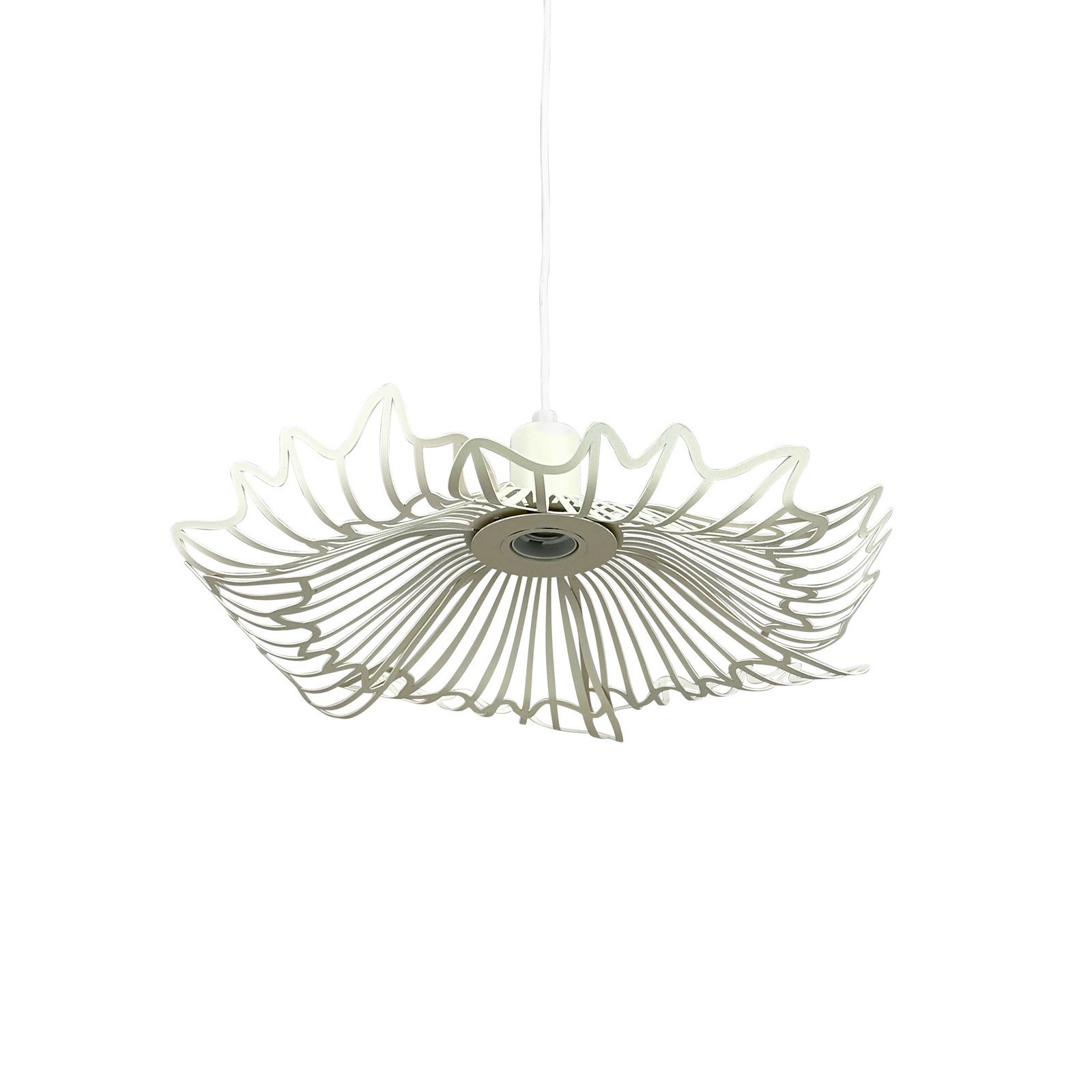 Dyberg Larsen Flora hanging light, pearl white, Ø 40 cm, metal