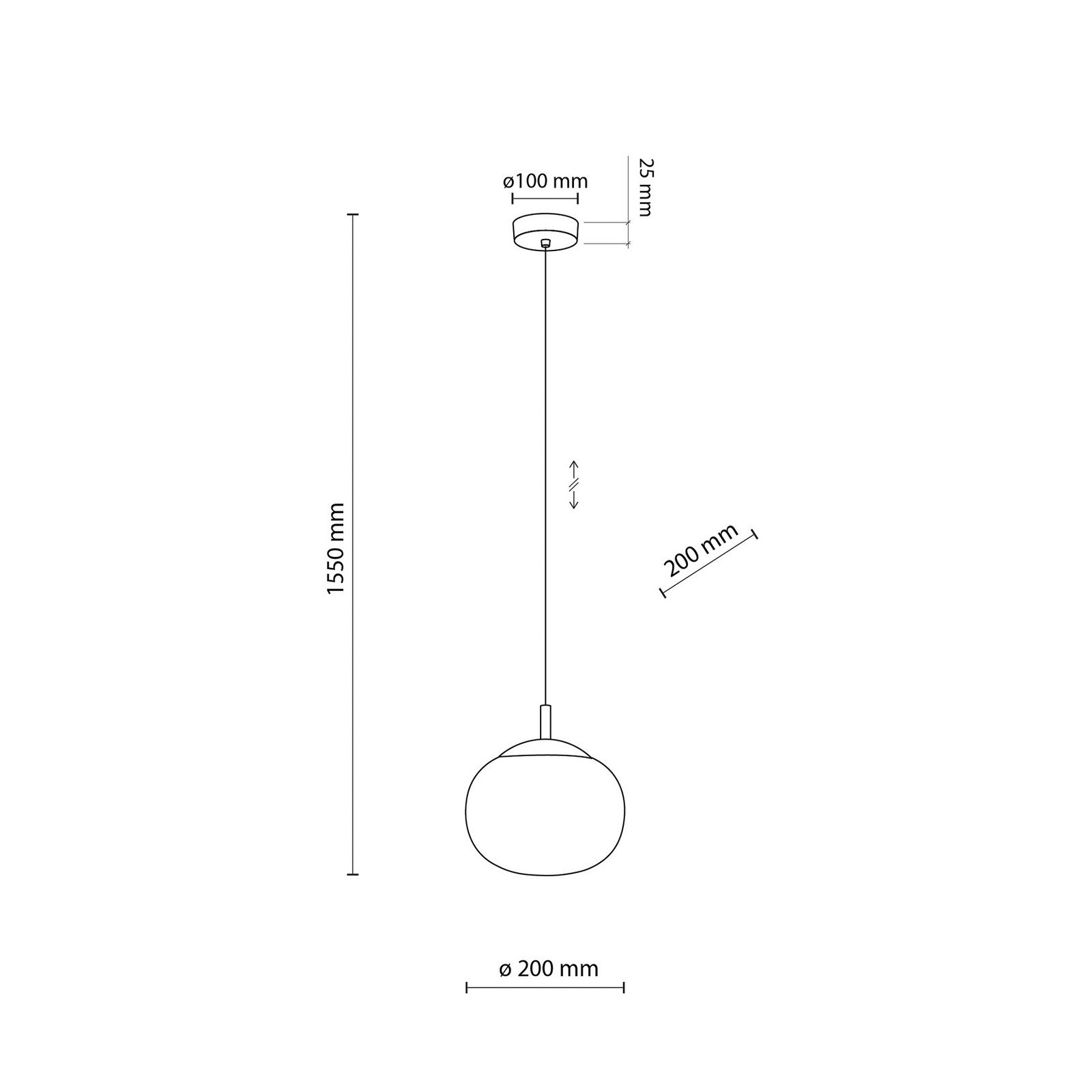 TK Lighting Lampă suspendată Vibe sticlă albă opalină Ø 20 cm - Camera de zi / sufragerie - modern - alb opal negru