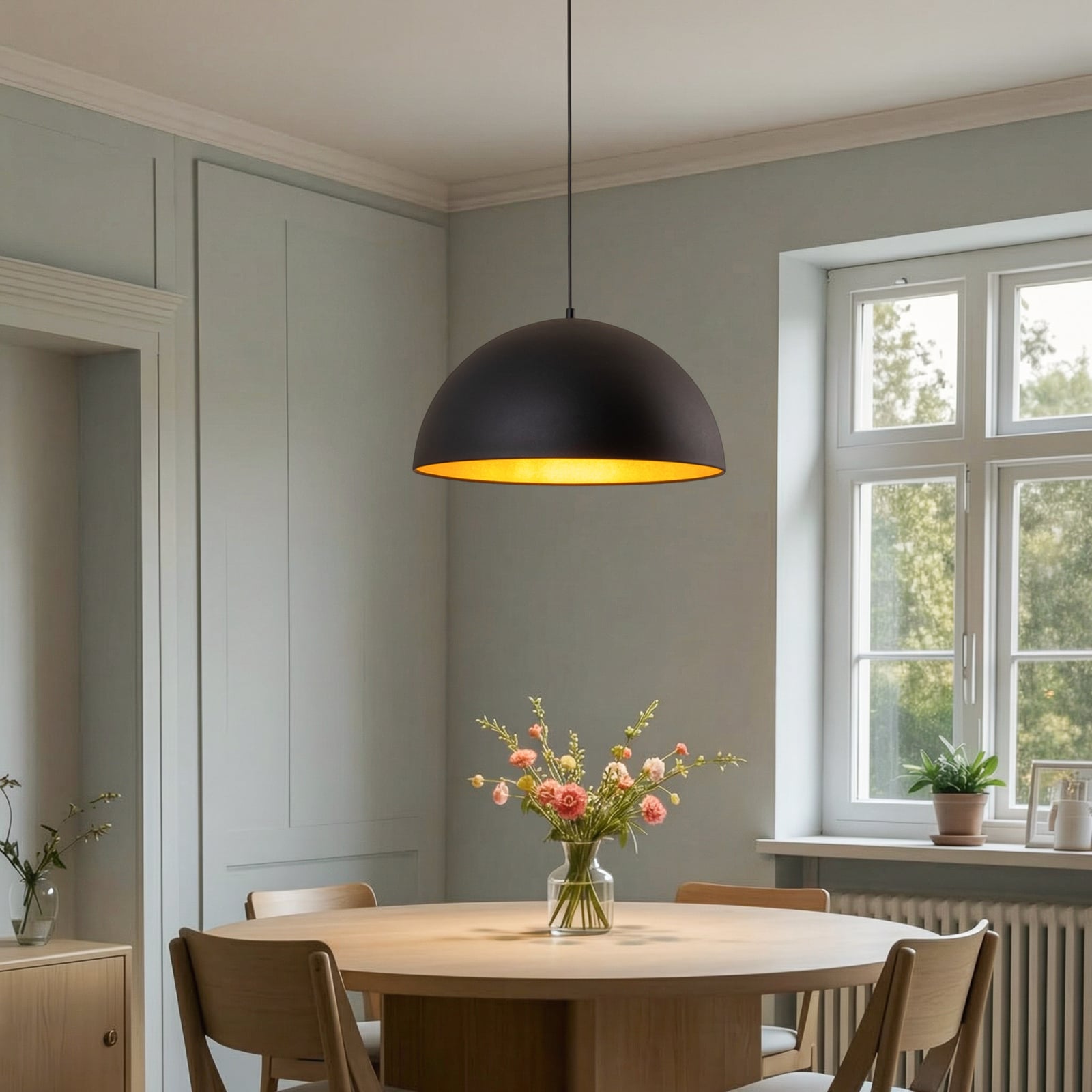 Suspension Lipeo, noir/doré, Ø 50 cm, métal, E27 Suspension Lipeo, noir/doré, Ø 50 cm, métal, E27