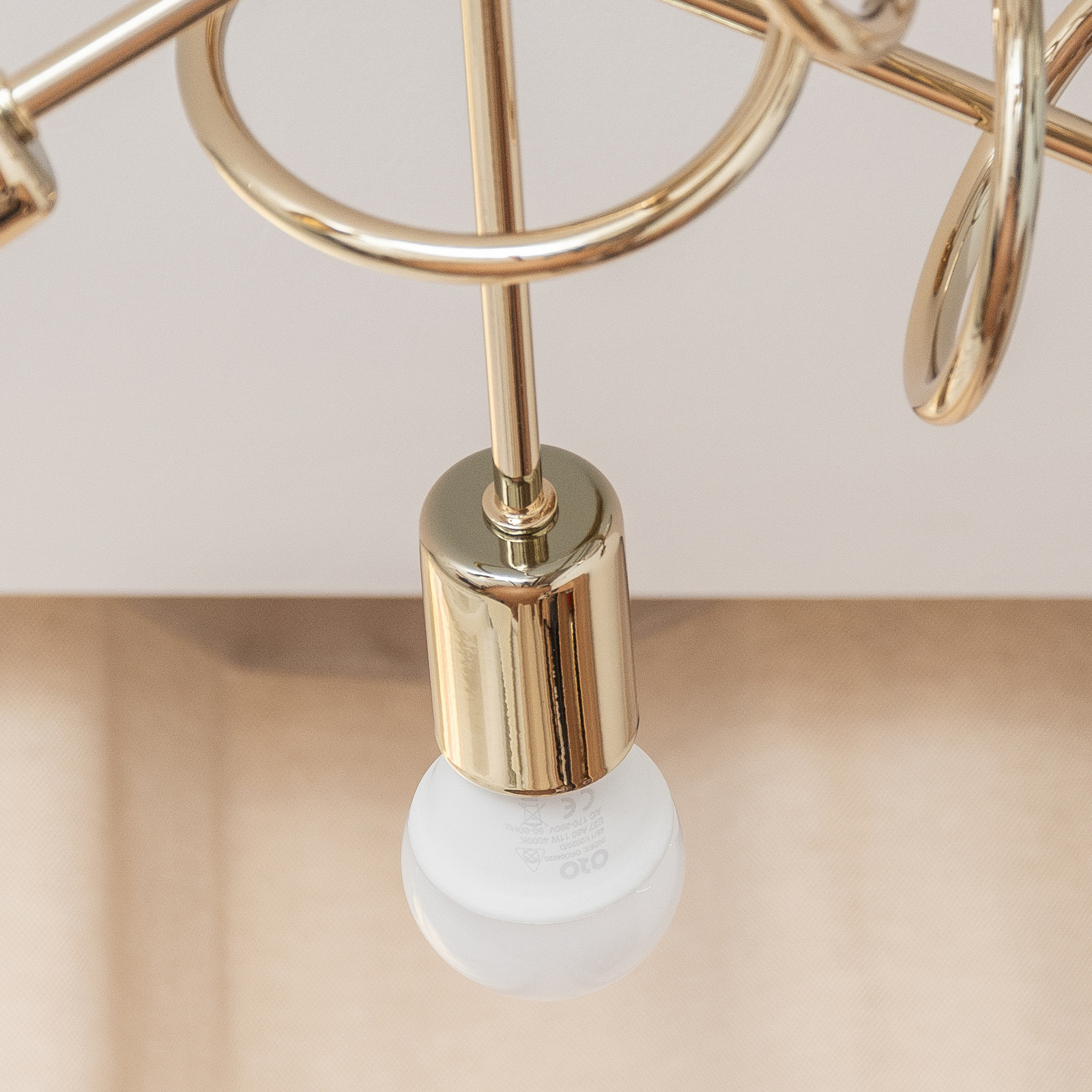Plafonnier Oxford, doré, à 5 lampes, Ø 47 cm, métal