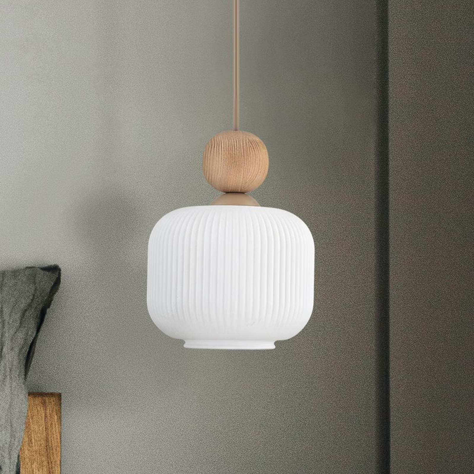 Suspension Ballo, à 1 lampe, blanc, verre, Ø 15 cm, E14
