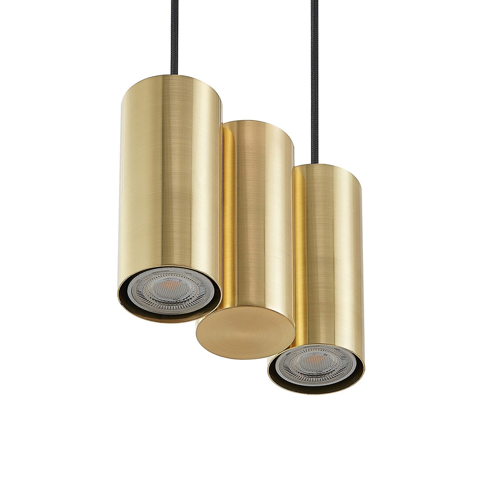 Lucande Cesur hanging light, six-bulb, brass