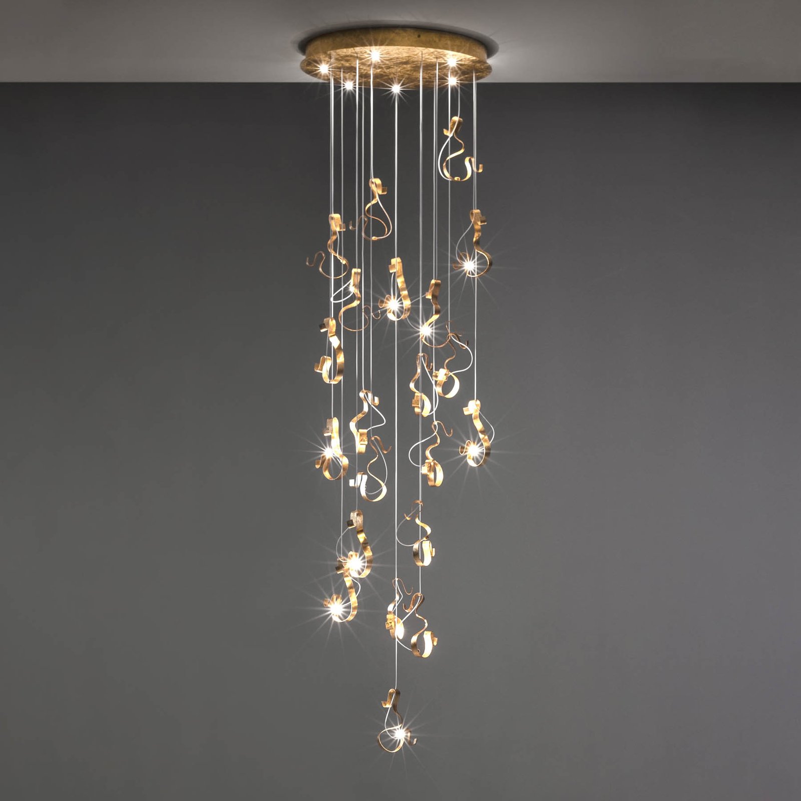 Knikerboker Curve LED pendant light, 20fl, steel