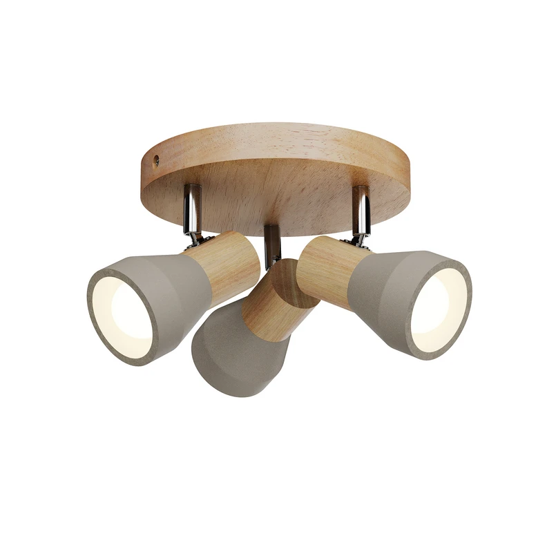 Lindby – Filiz Round Deckenleuchte Concrete/Wood