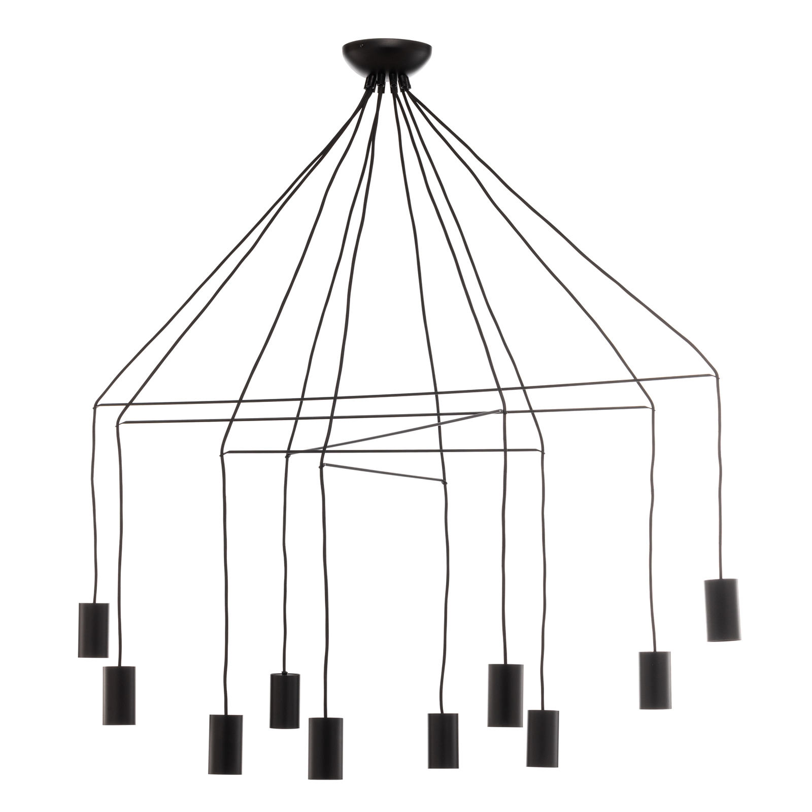 Hanglamp Imbria, 10-lamps, lengte 126cm zwart