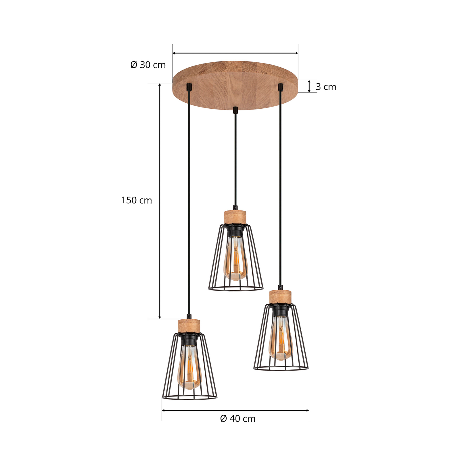 Envostar Dorvi hanging light, 3-bulb, circular