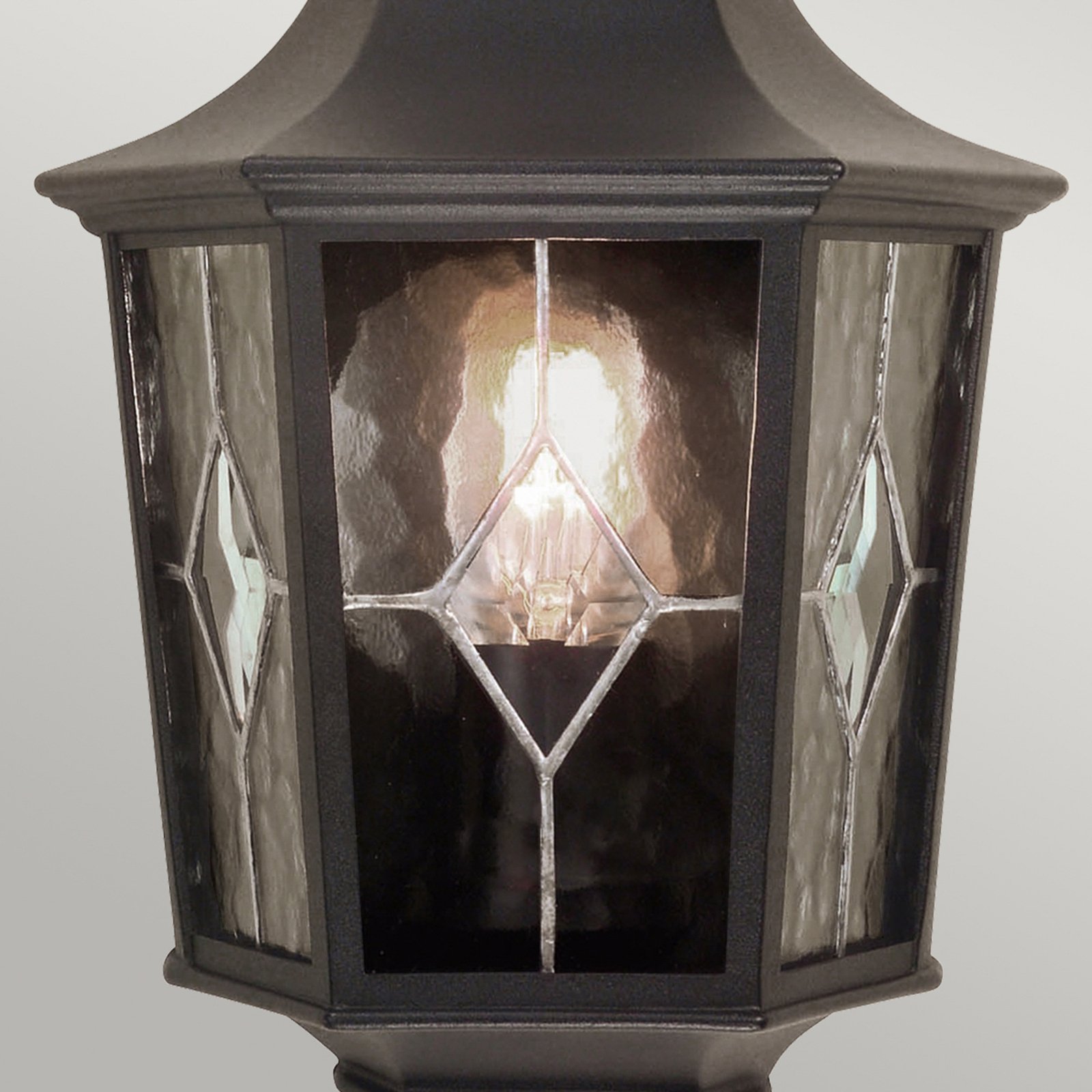 Norfolk outdoor wall light, half lantern, black