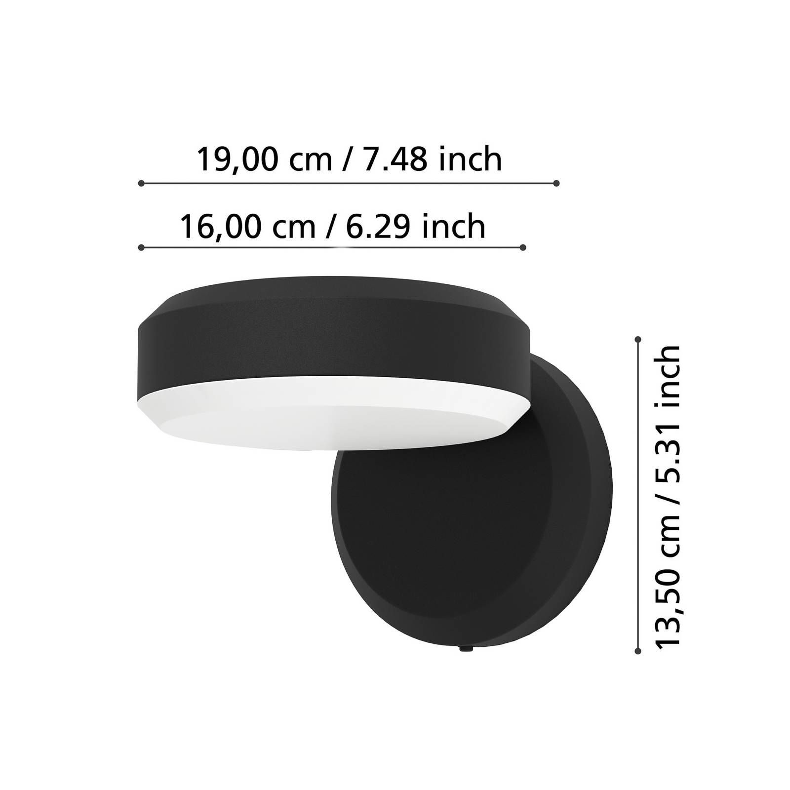 EGLO LED buiten wandlamp Fornaci, zwart, breedte 16 cm, metaal