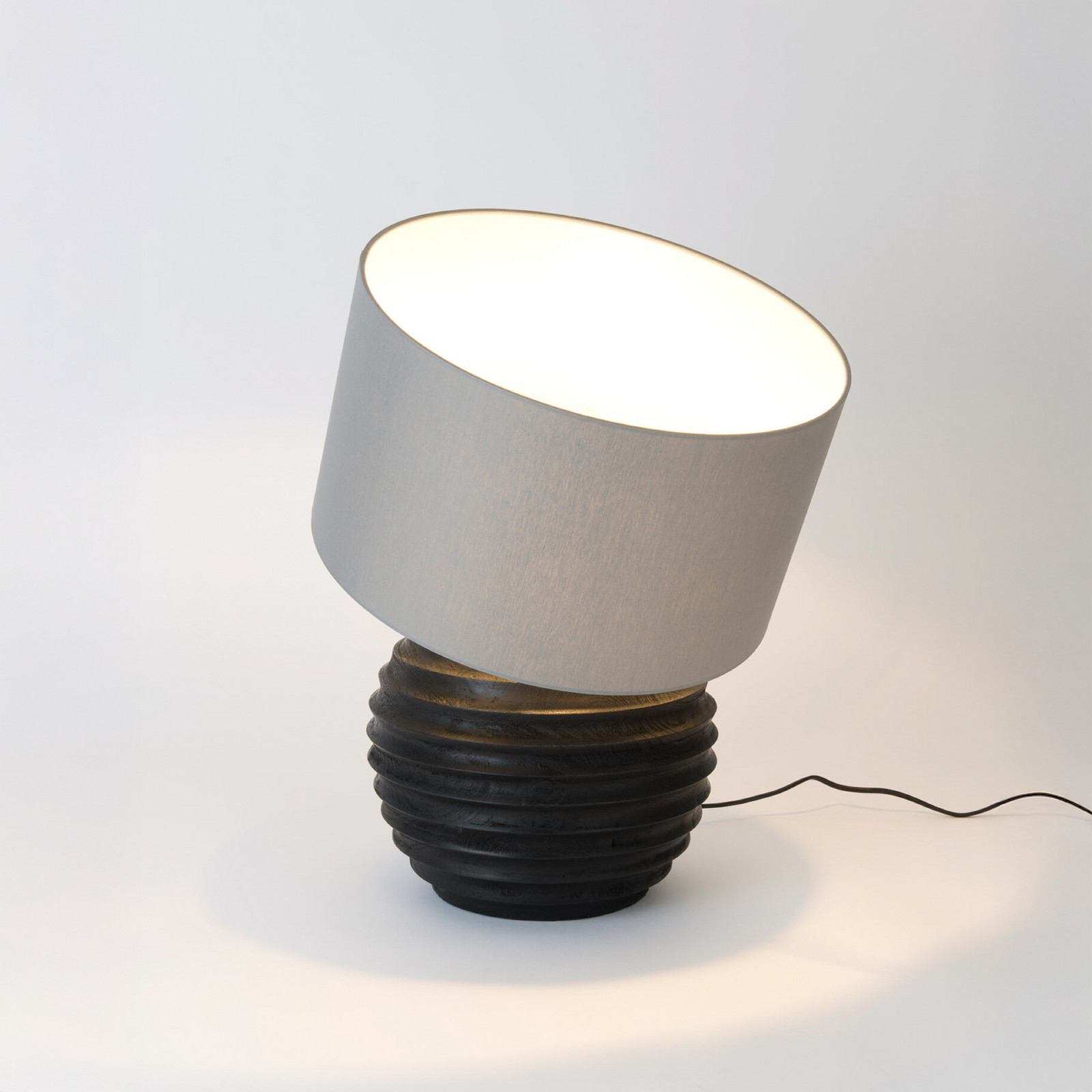 Holländer Lampa de masă GIOACCHINO negru/gri înălțime 50 cm lemn/chintz - Camera de zi / sufragerie